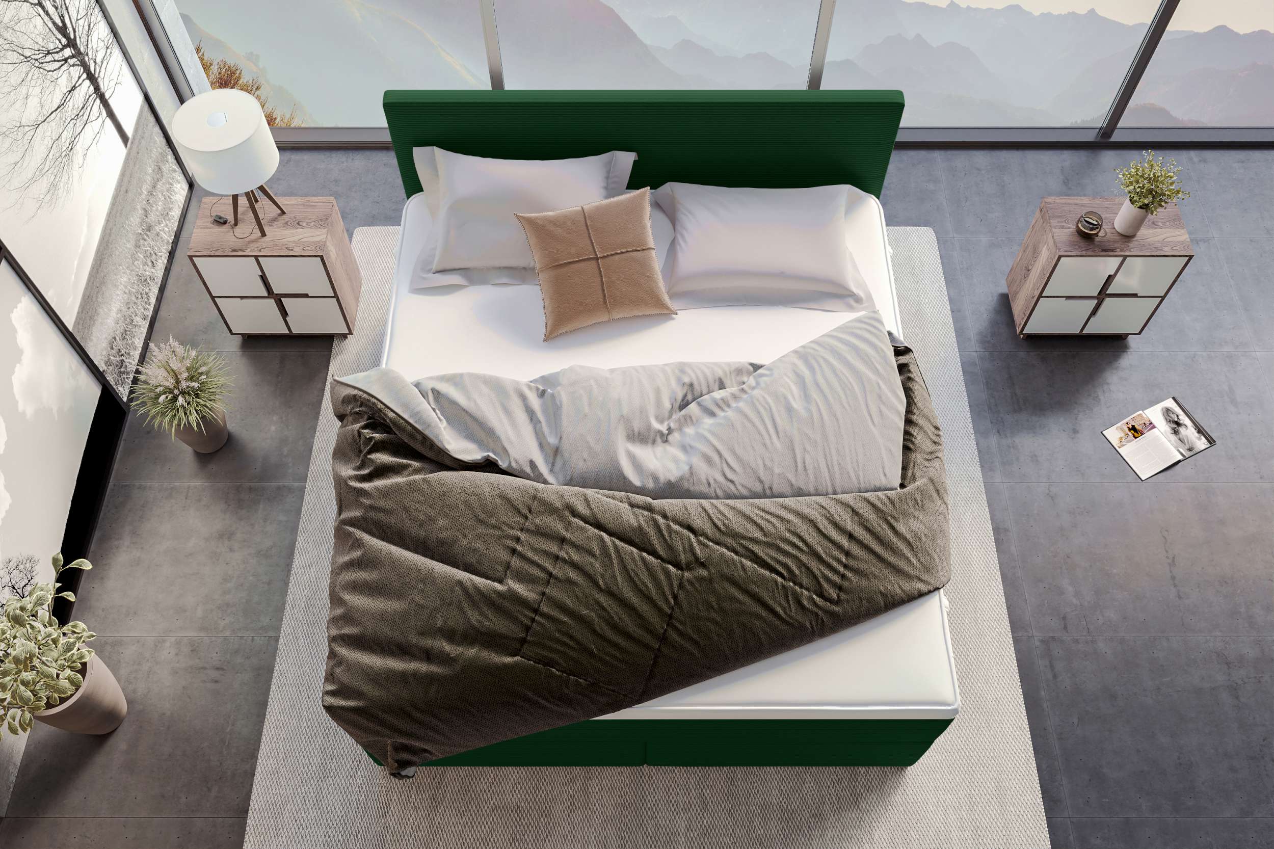 Boxspringbett Valerio Dunkelgrün