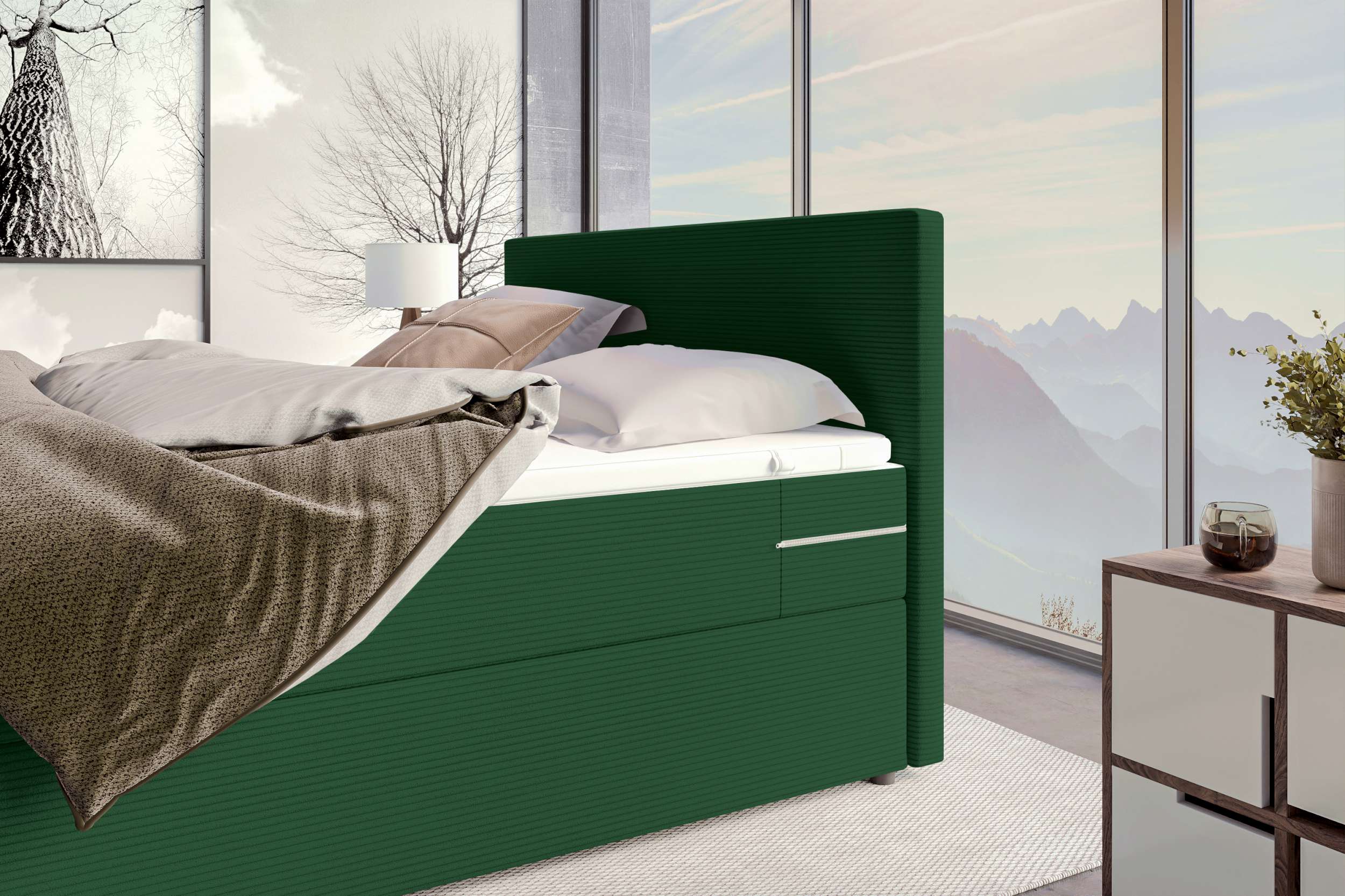 Boxspringbett Valerio Dunkelgrün