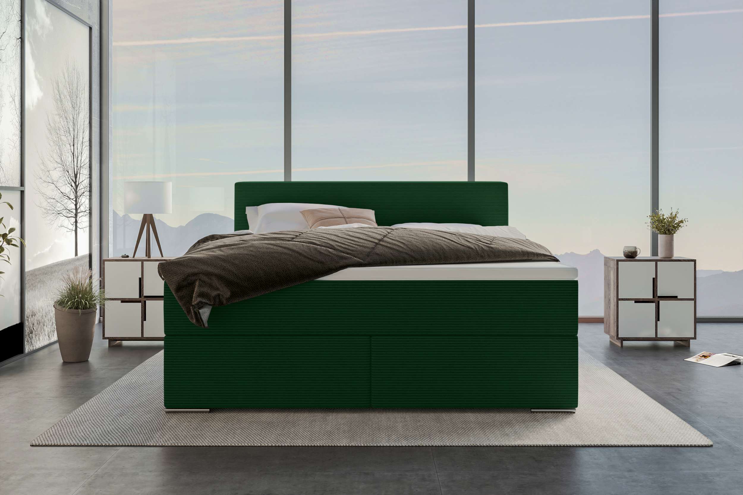 Boxspringbett Valerio Dunkelgrün