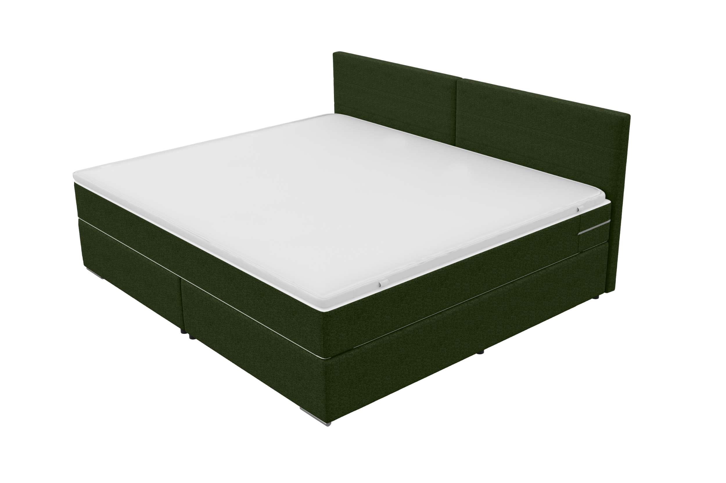 Boxspringbett Valerio Familienbett in Webstoff Dunkelgrün