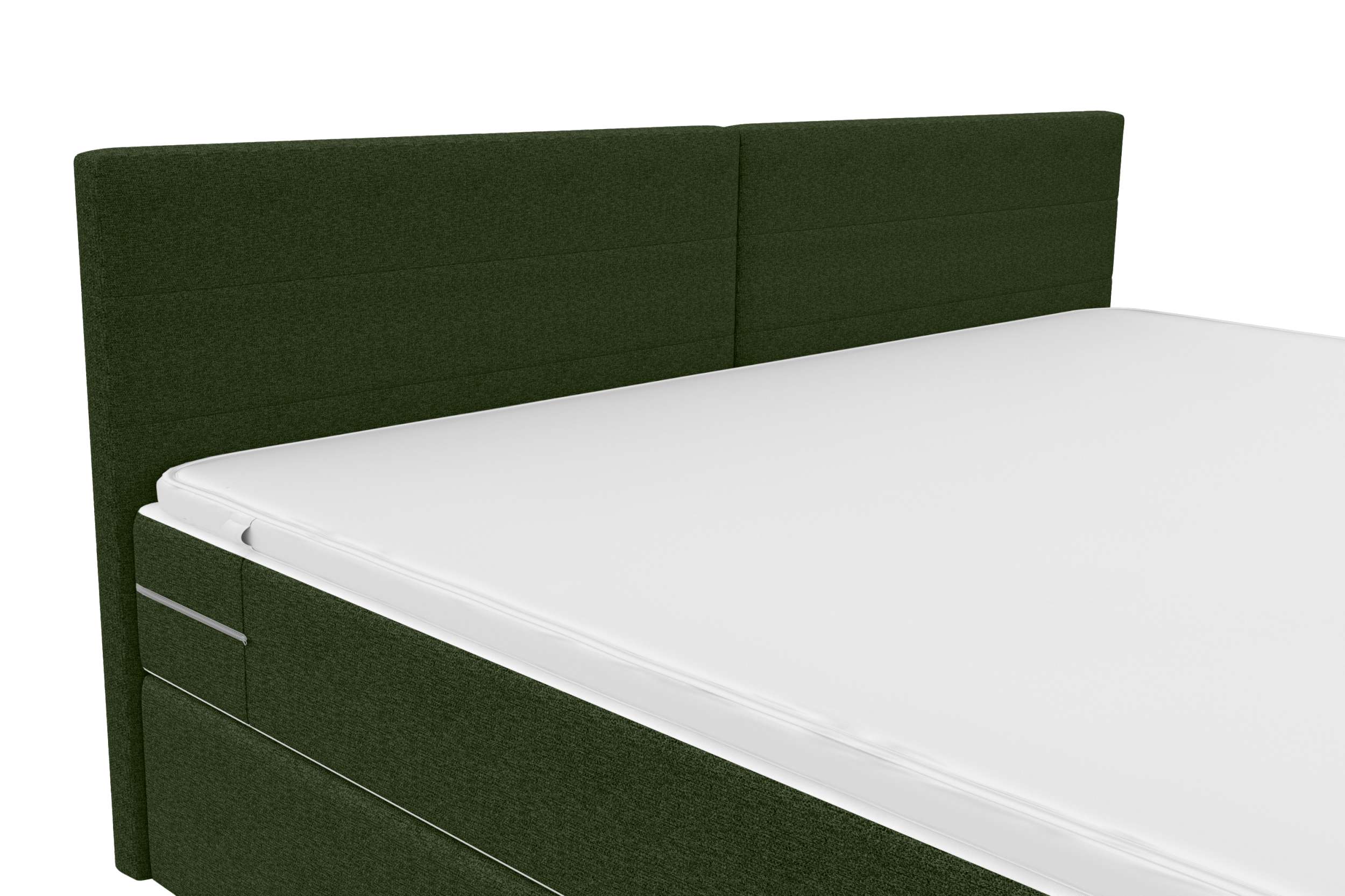 Boxspringbett Valerio Familienbett in Webstoff Dunkelgrün