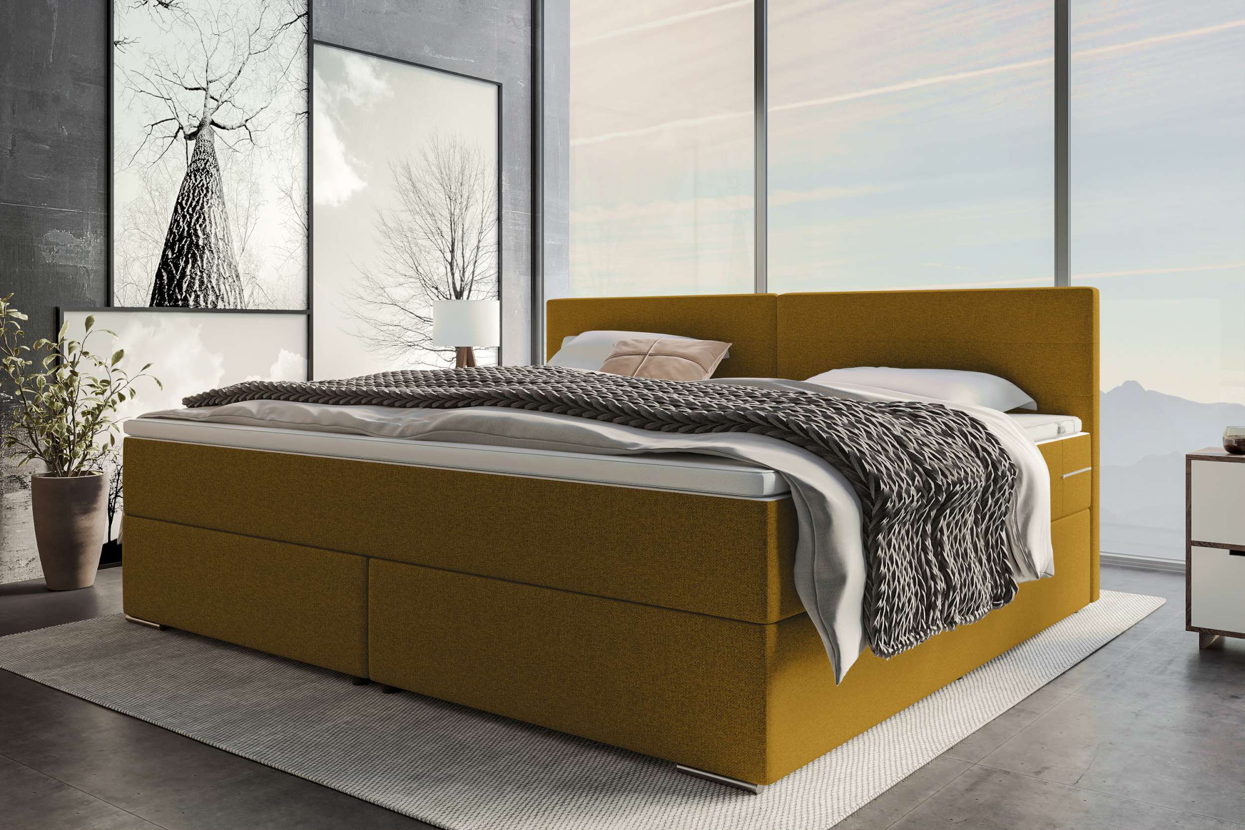 Boxspringbett Valerio Familienbett in Webstoff