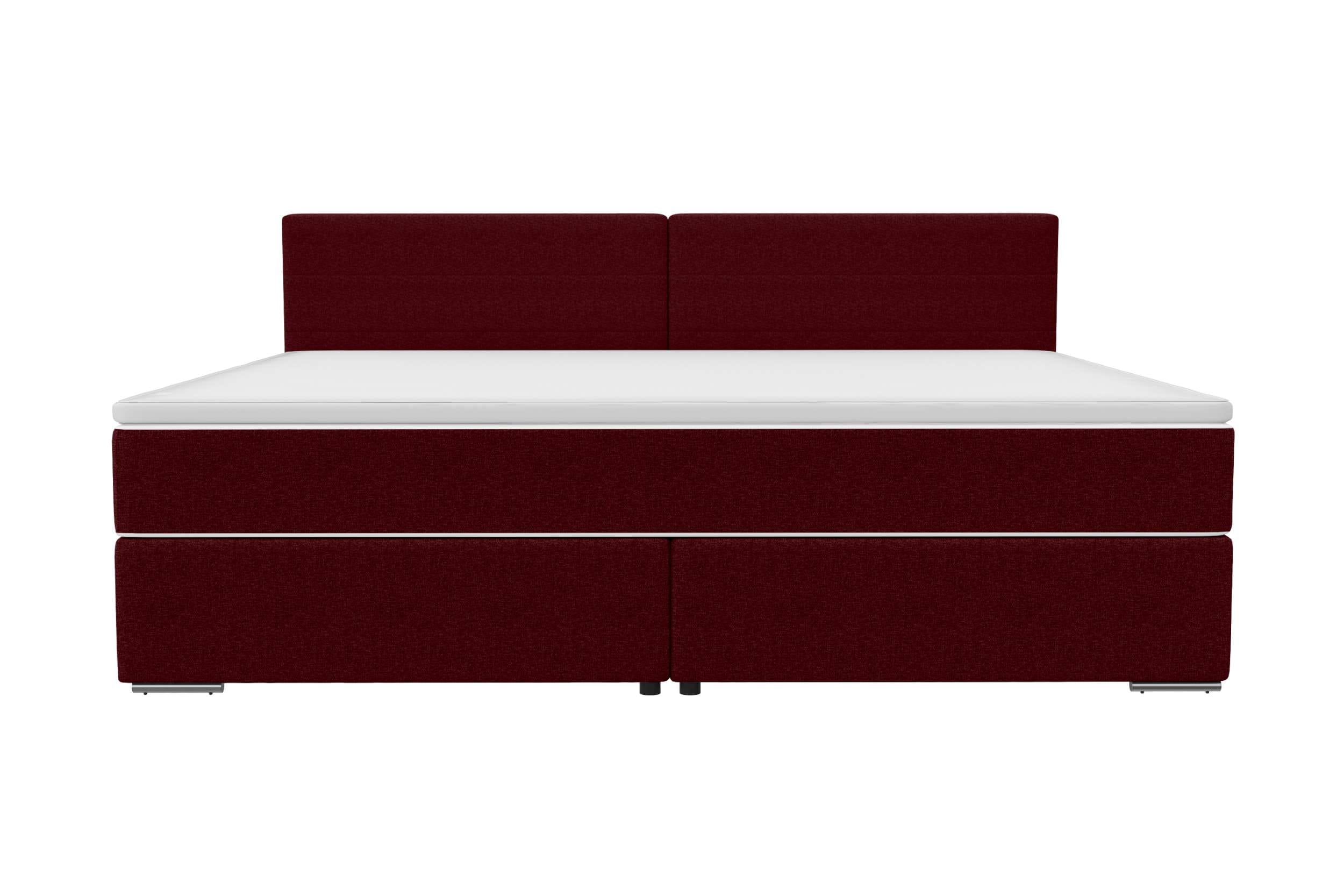 Boxspringbett Valerio Familienbett in Webstoff Bordeaux
