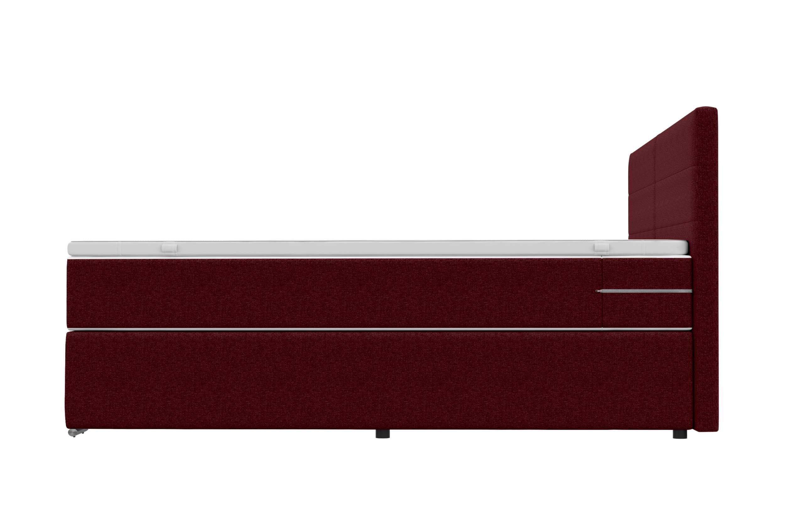 Boxspringbett Valerio Familienbett in Webstoff Bordeaux