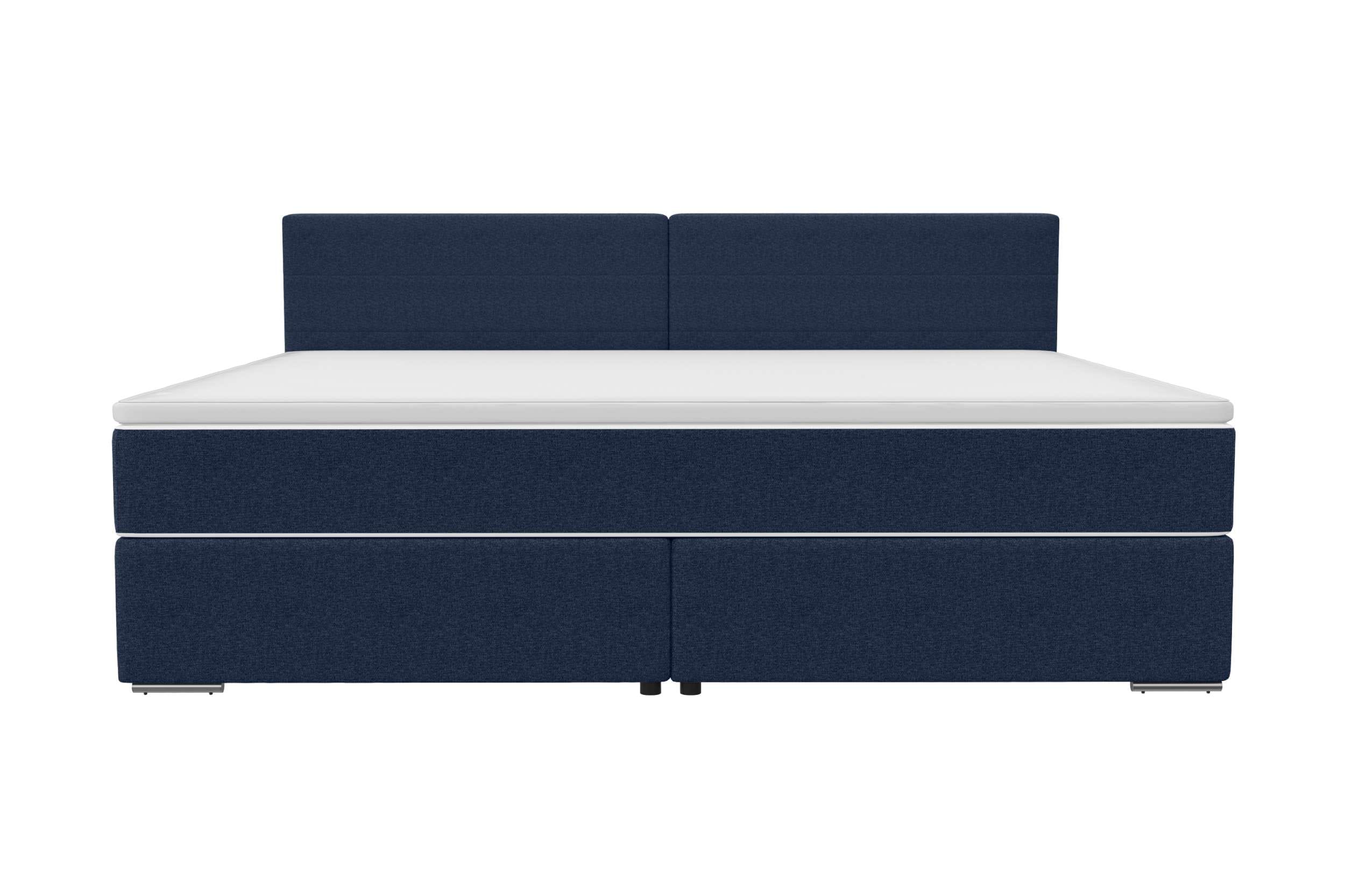 Boxspringbett Valerio Familienbett in Webstoff Dunkelblau