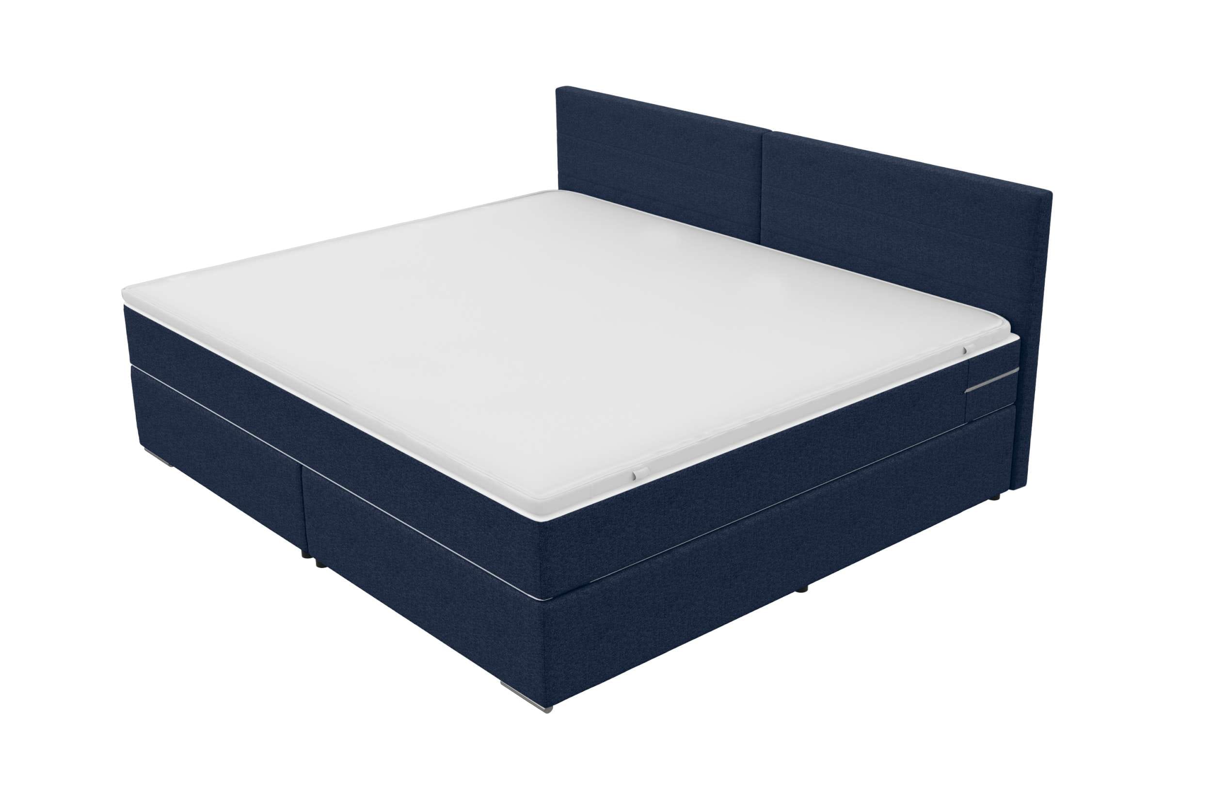 Boxspringbett Valerio Familienbett in Webstoff Dunkelblau