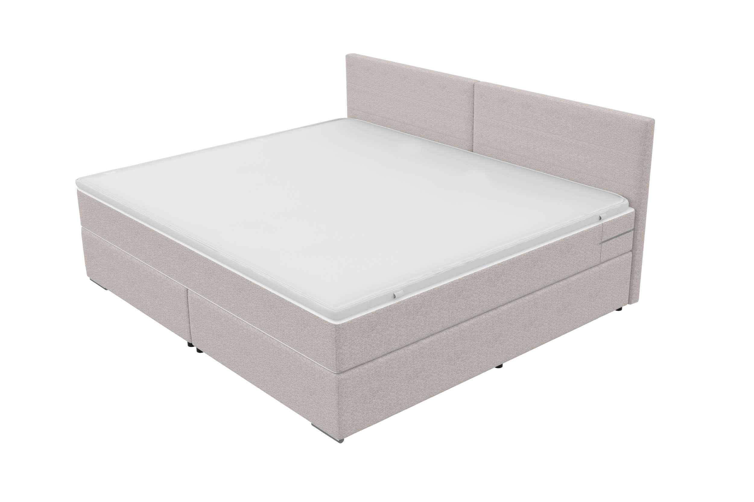 Boxspringbett Valerio Familienbett in Webstoff Hellgrau