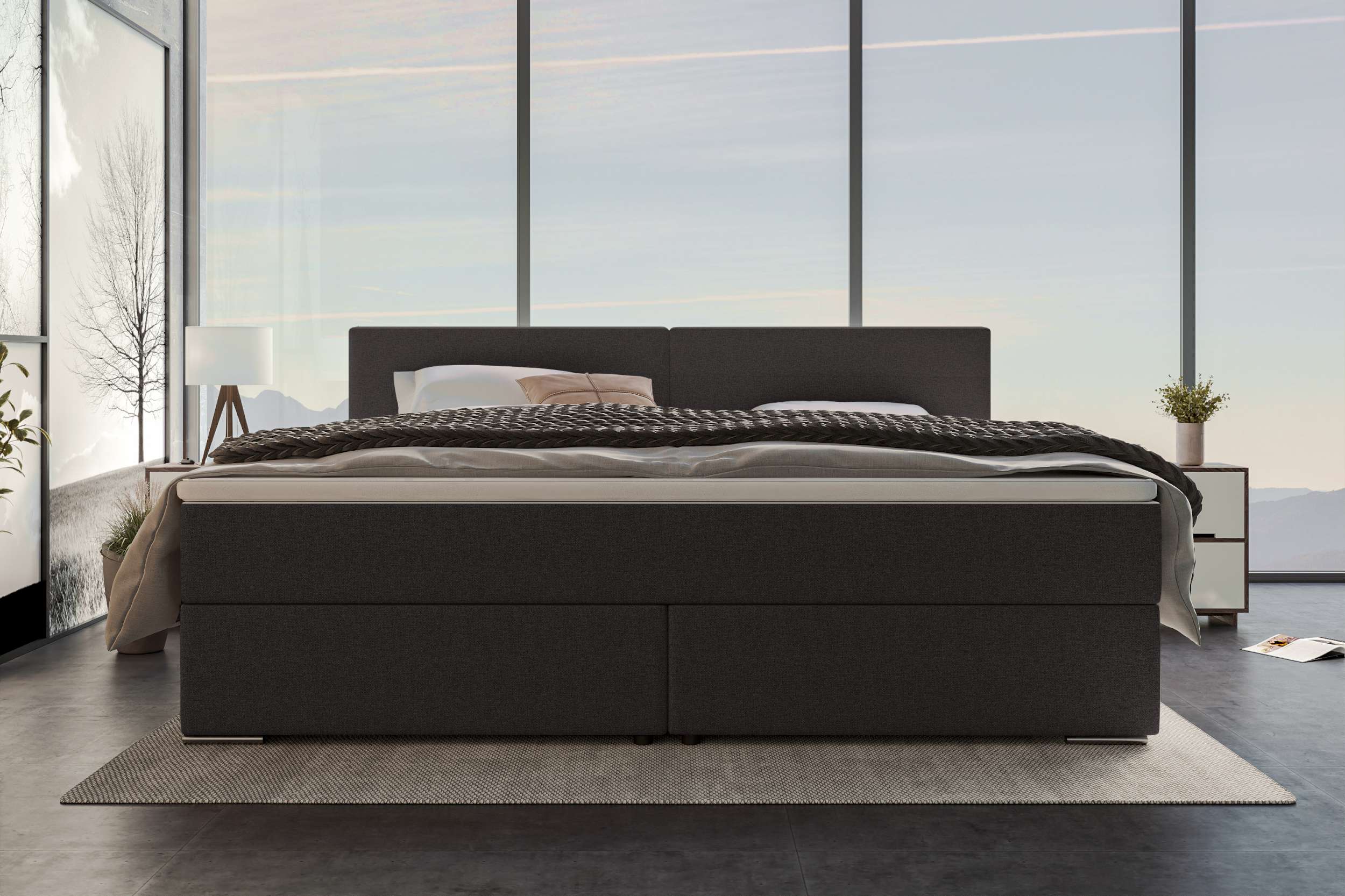 Boxspringbett Valerio Familienbett anthrazit