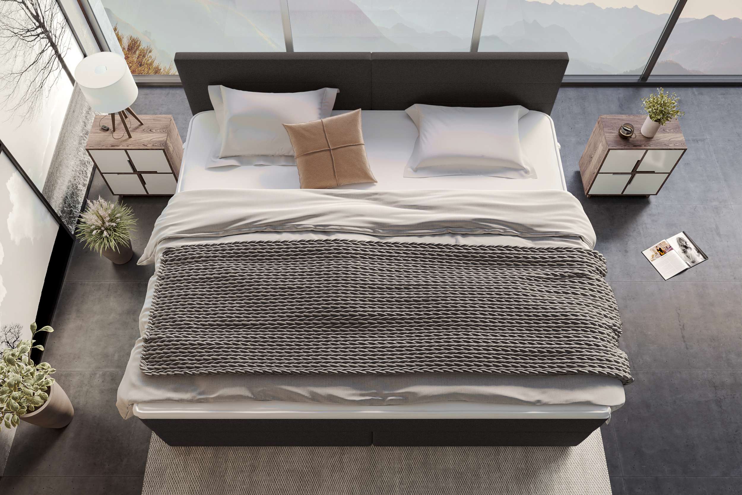 Boxspringbett Valerio Familienbett anthrazit