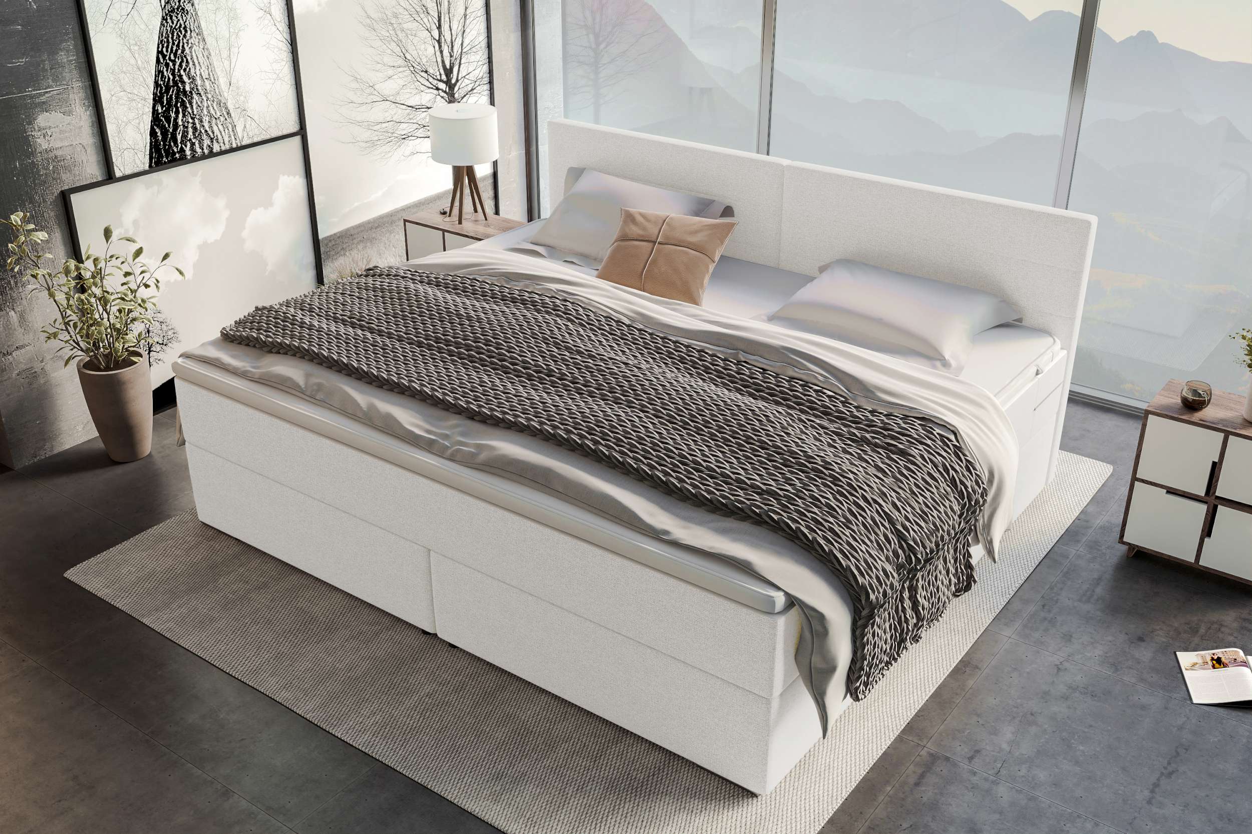 Boxspringbett Valerio Familienbett Weiß