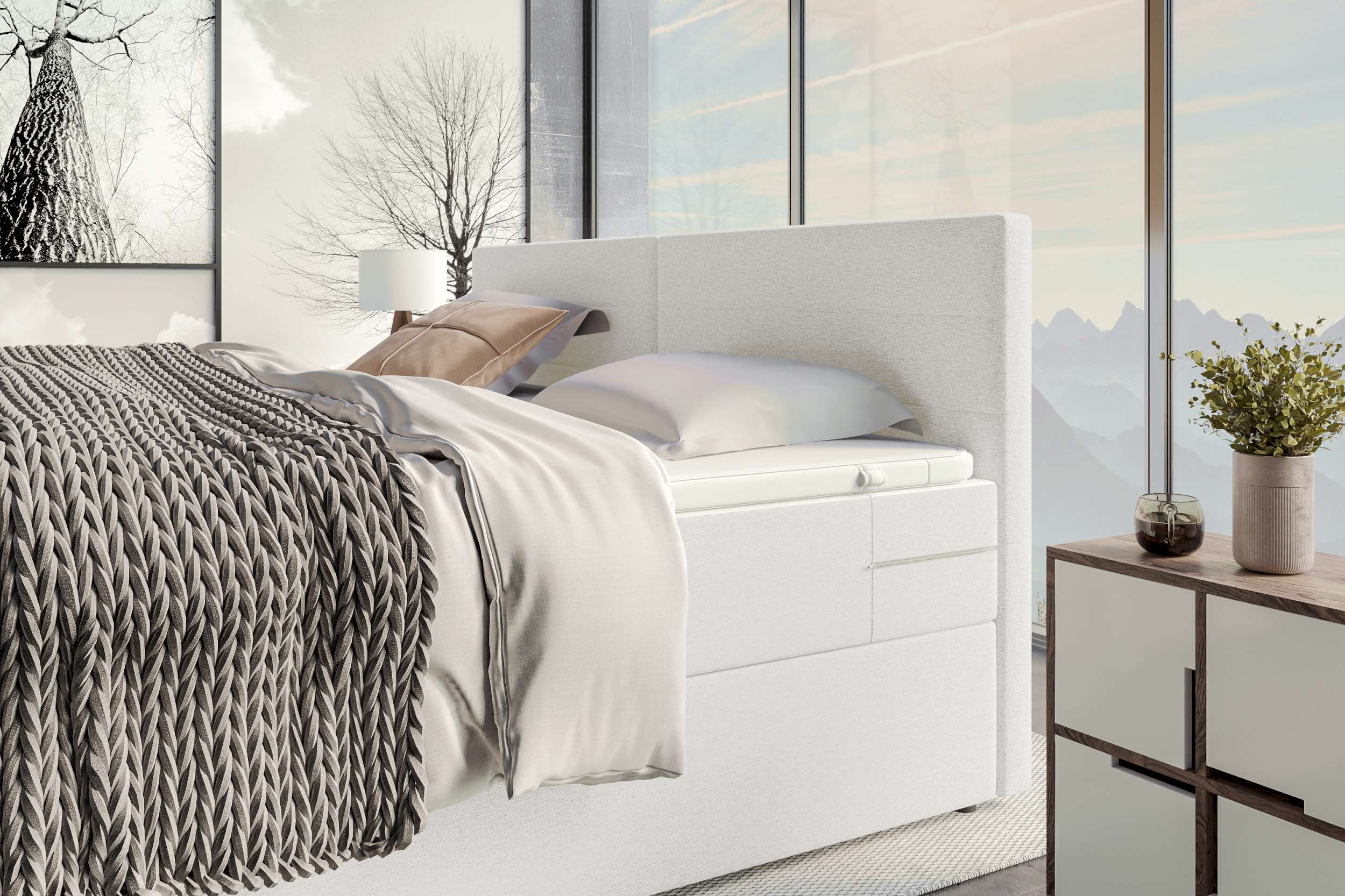 Boxspringbett Valerio Familienbett Weiß