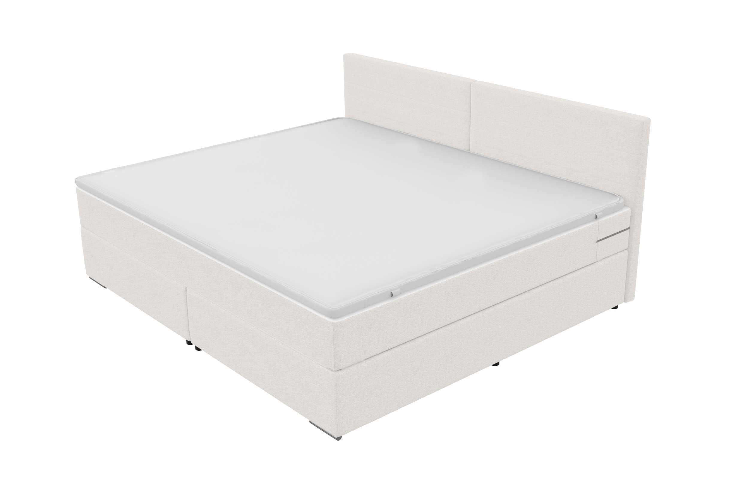 Boxspringbett Valerio Familienbett in Webstoff Weiß