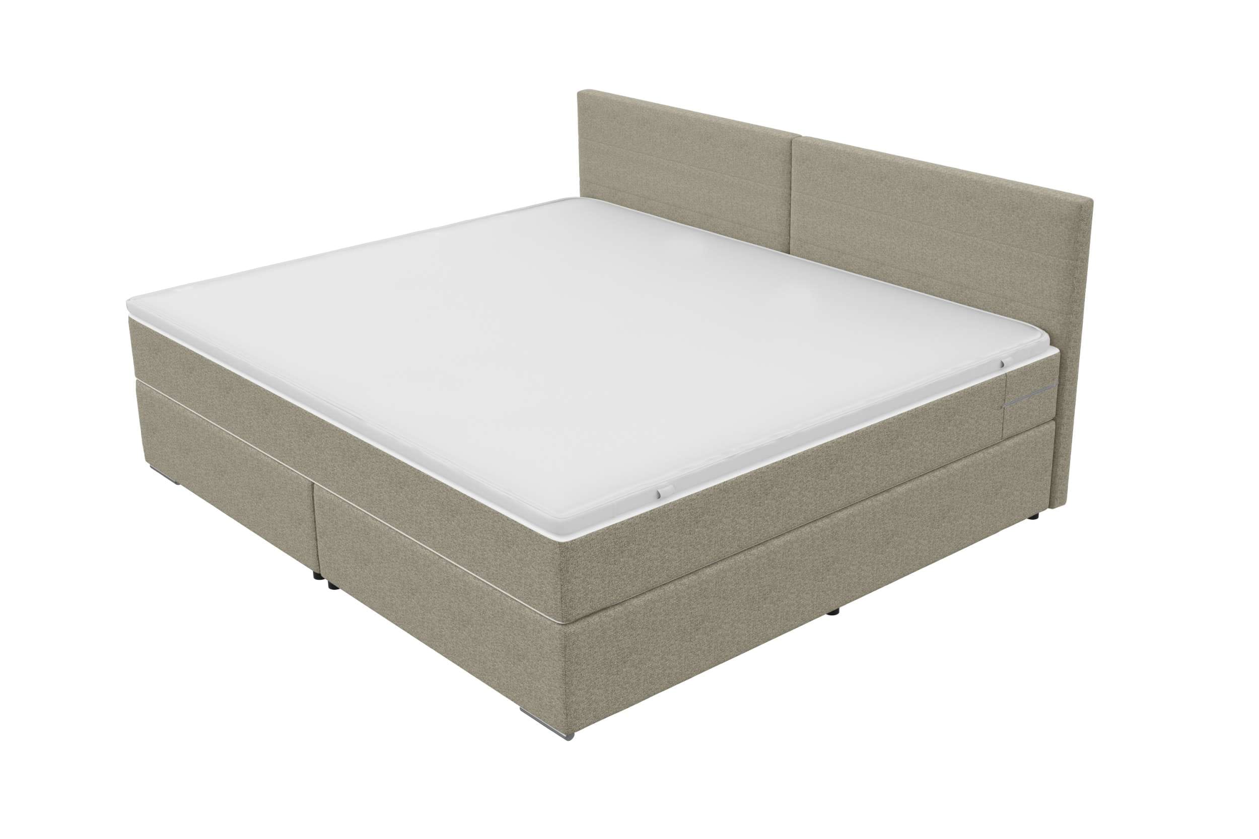 Boxspringbett Valerio Familienbett in Webstoff Beige