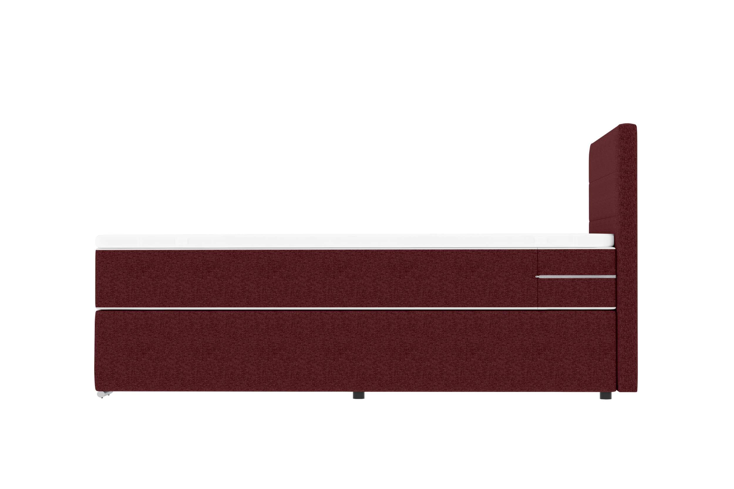 Boxspringbett Valerio Mini Webstoff Bordeaux