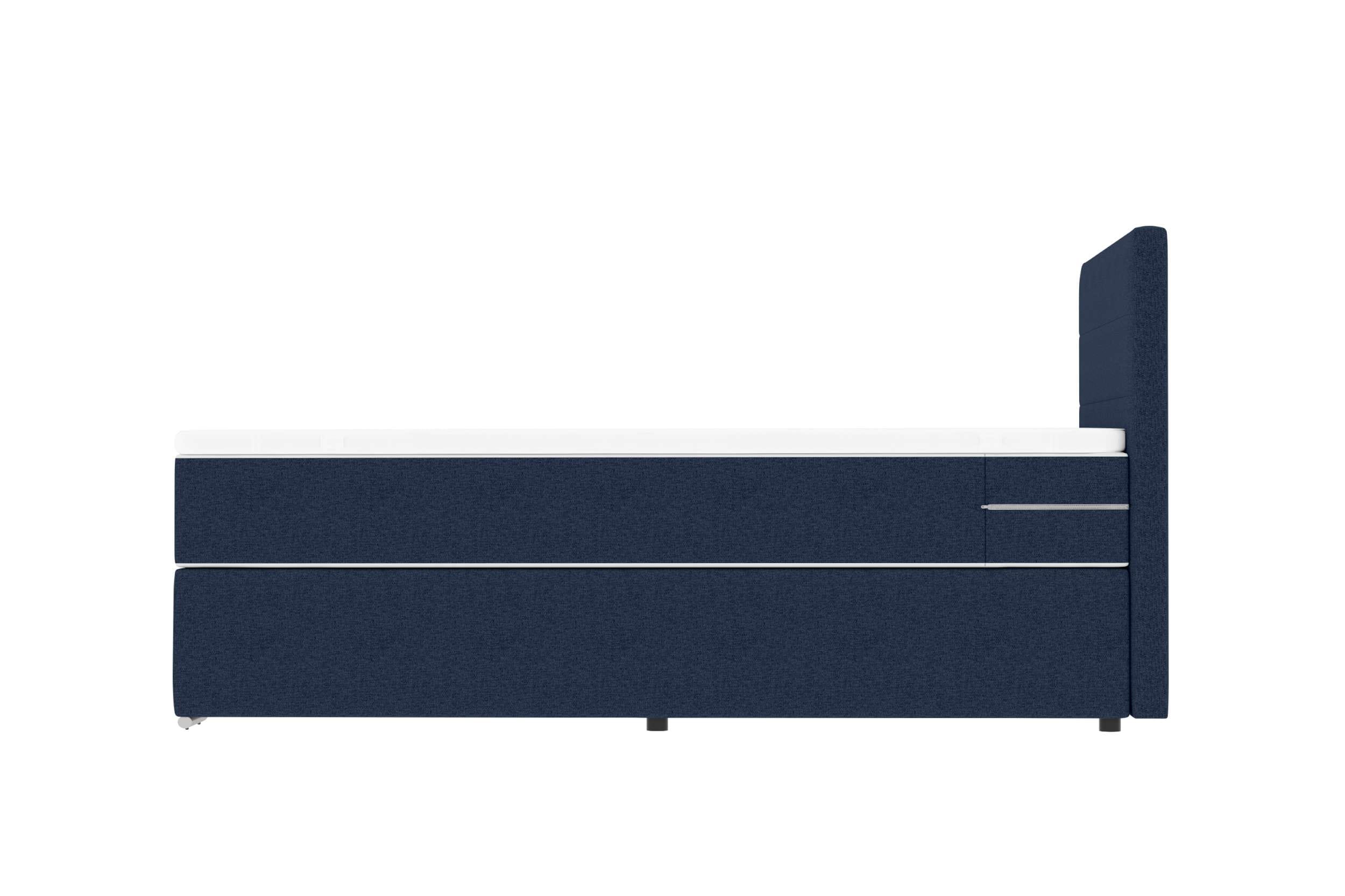 Boxspringbett Valerio Mini Webstoff Dunkelblau