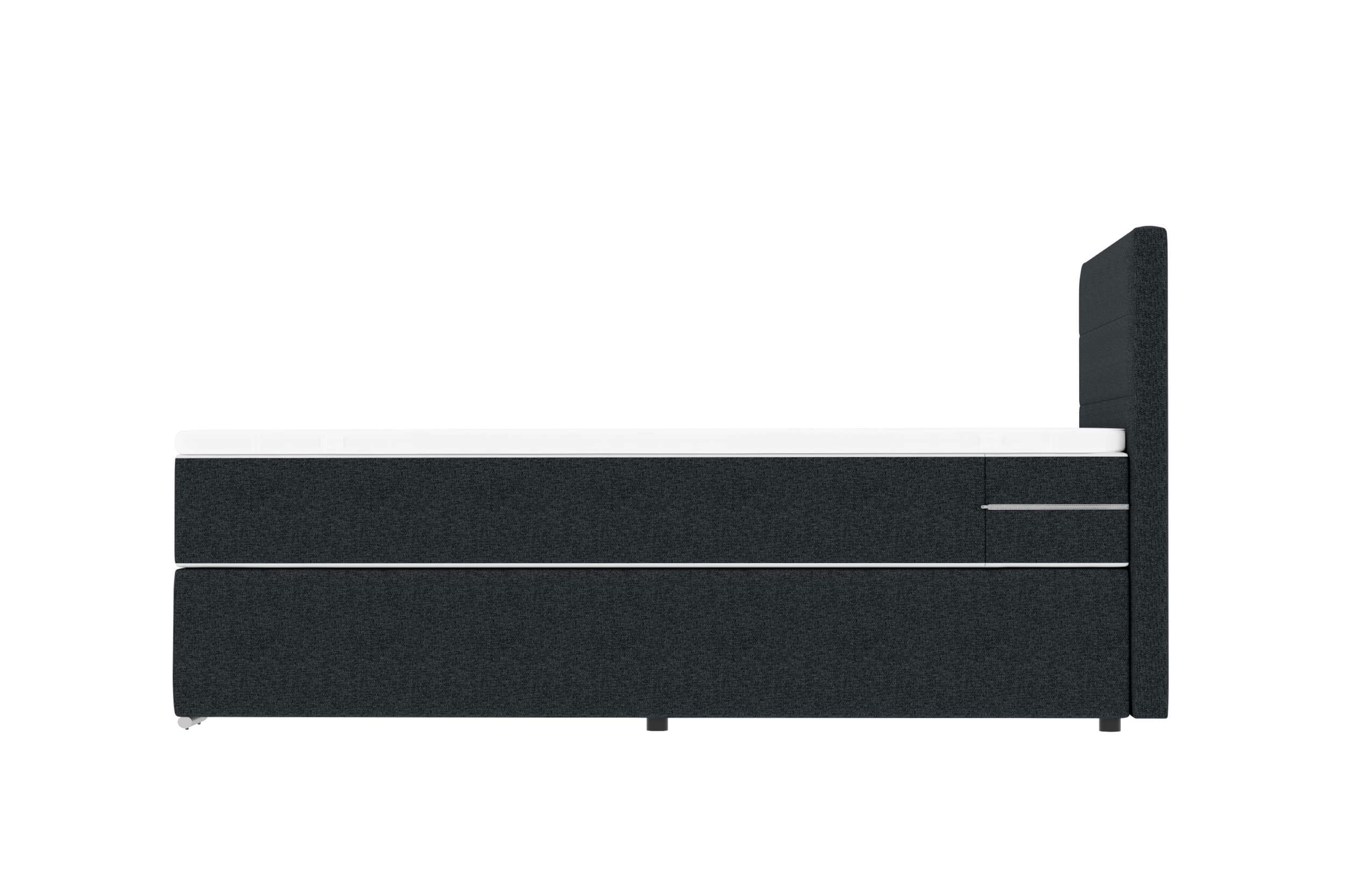 Boxspringbett Valerio Mini Webstoff Anthrazit