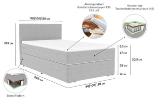 Boxspringbett Valerio Mini in Stoff Anthrazit
