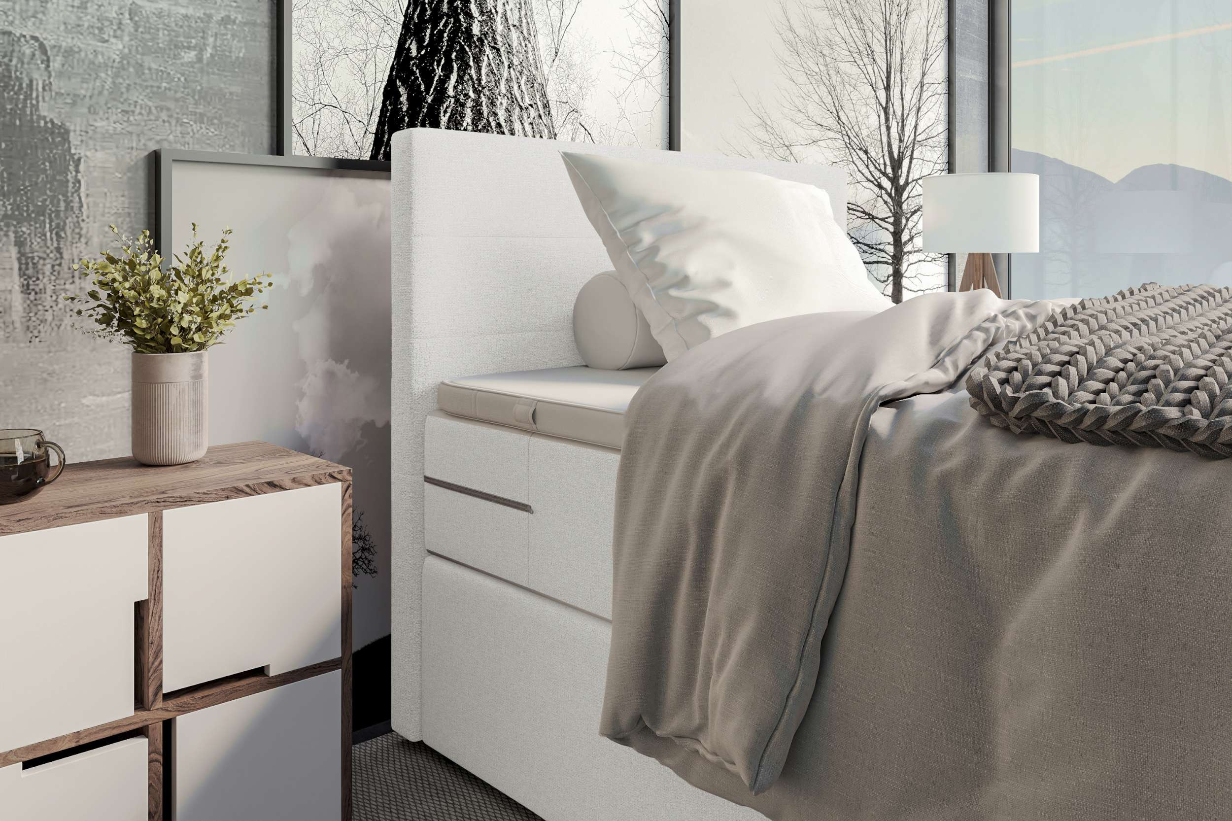 Boxspringbett Valerio Mini Weiß