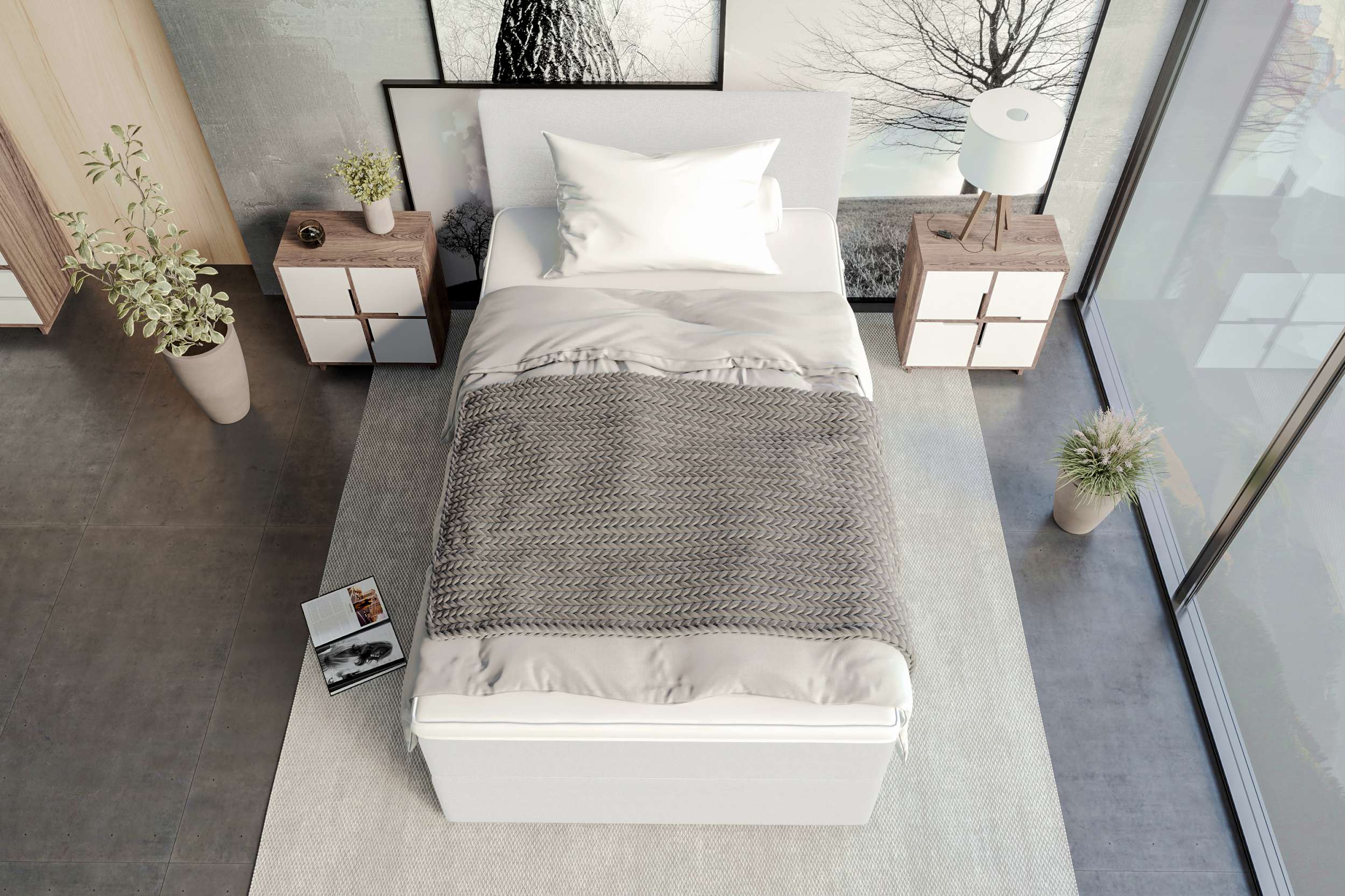 Boxspringbett Valerio Mini Webstoff Weiß