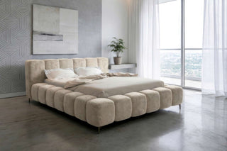 Bett Lucinda in Stoff Creme