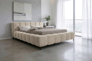 Bett Lucinda in Stoff Creme