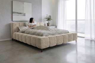 Bett Lucinda in Stoff Creme
