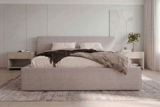 Bett Orion in Stoff Hellgrau