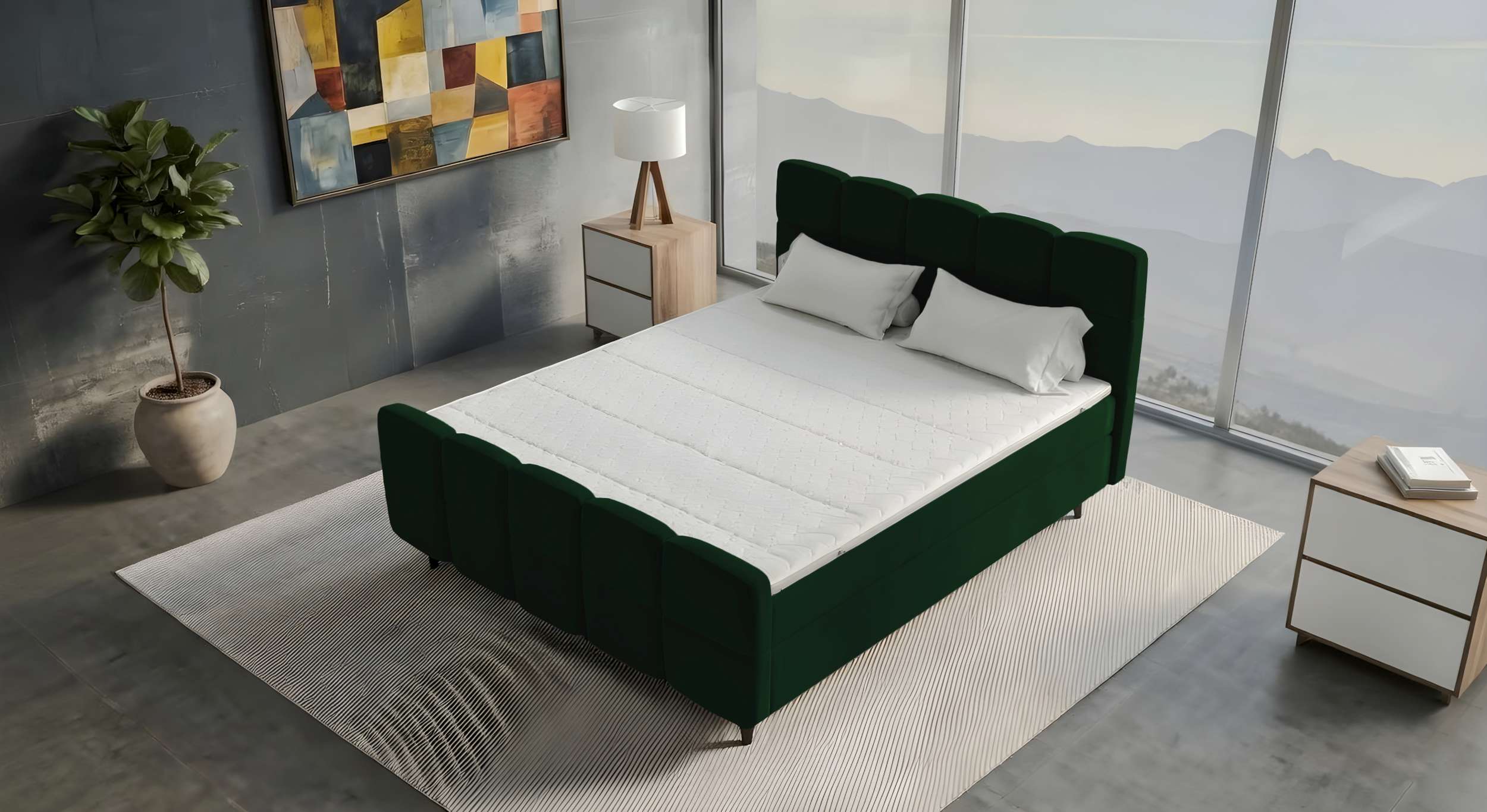 Boxspringbett Luna Dunkelgrün