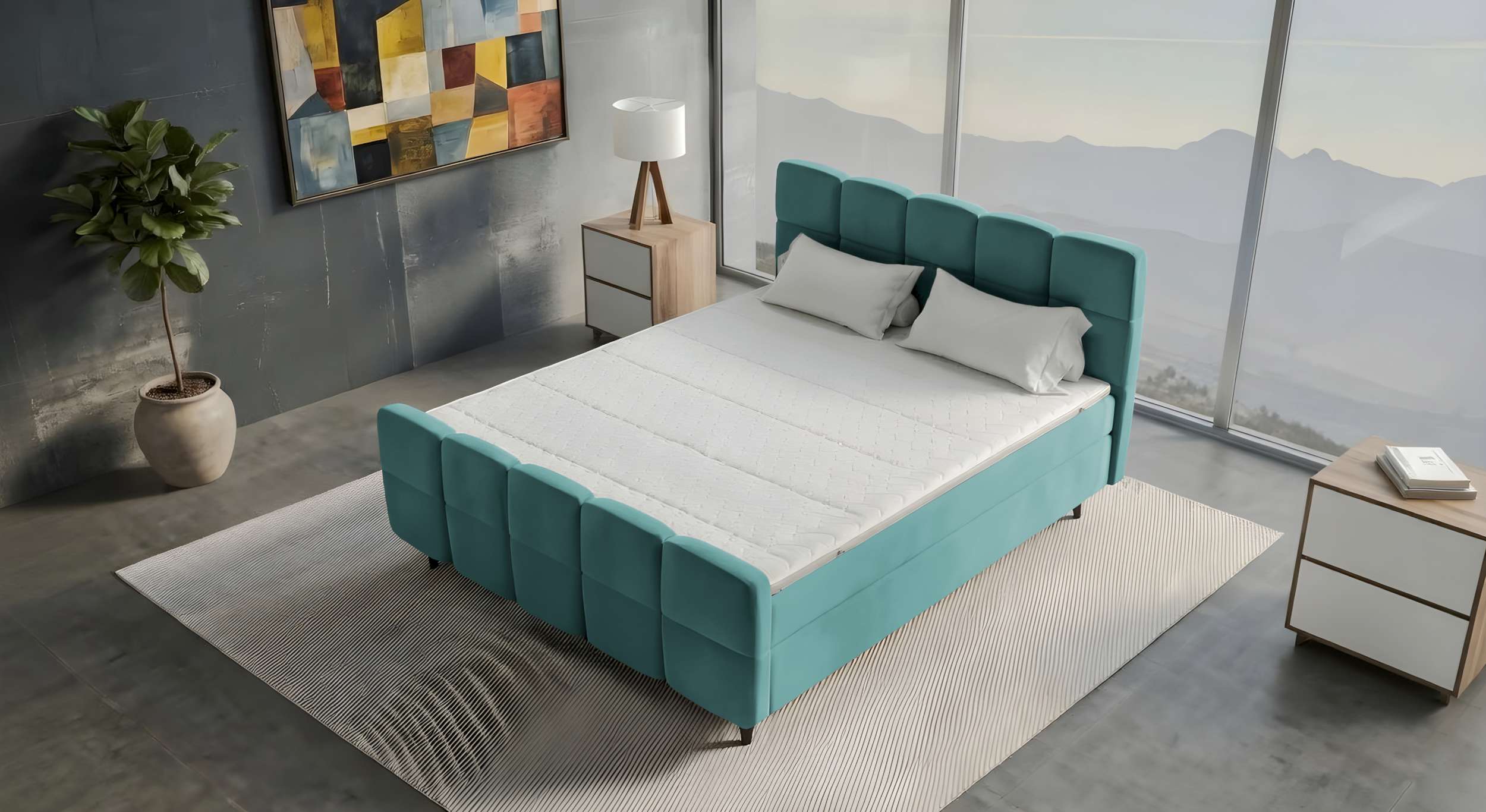 Boxspringbett Luna Pastelltürkis