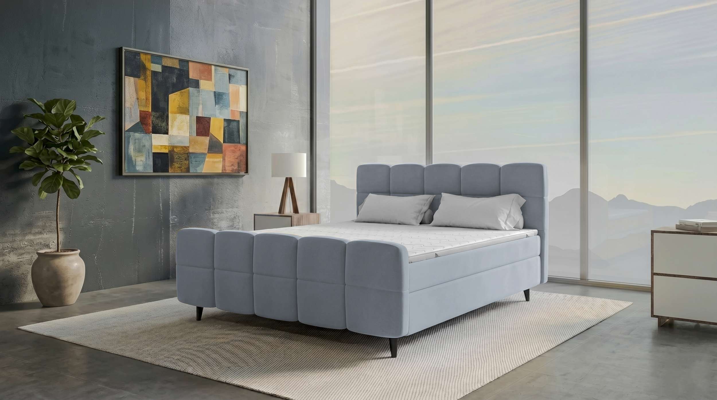 Boxspringbett Luna Hellgrau