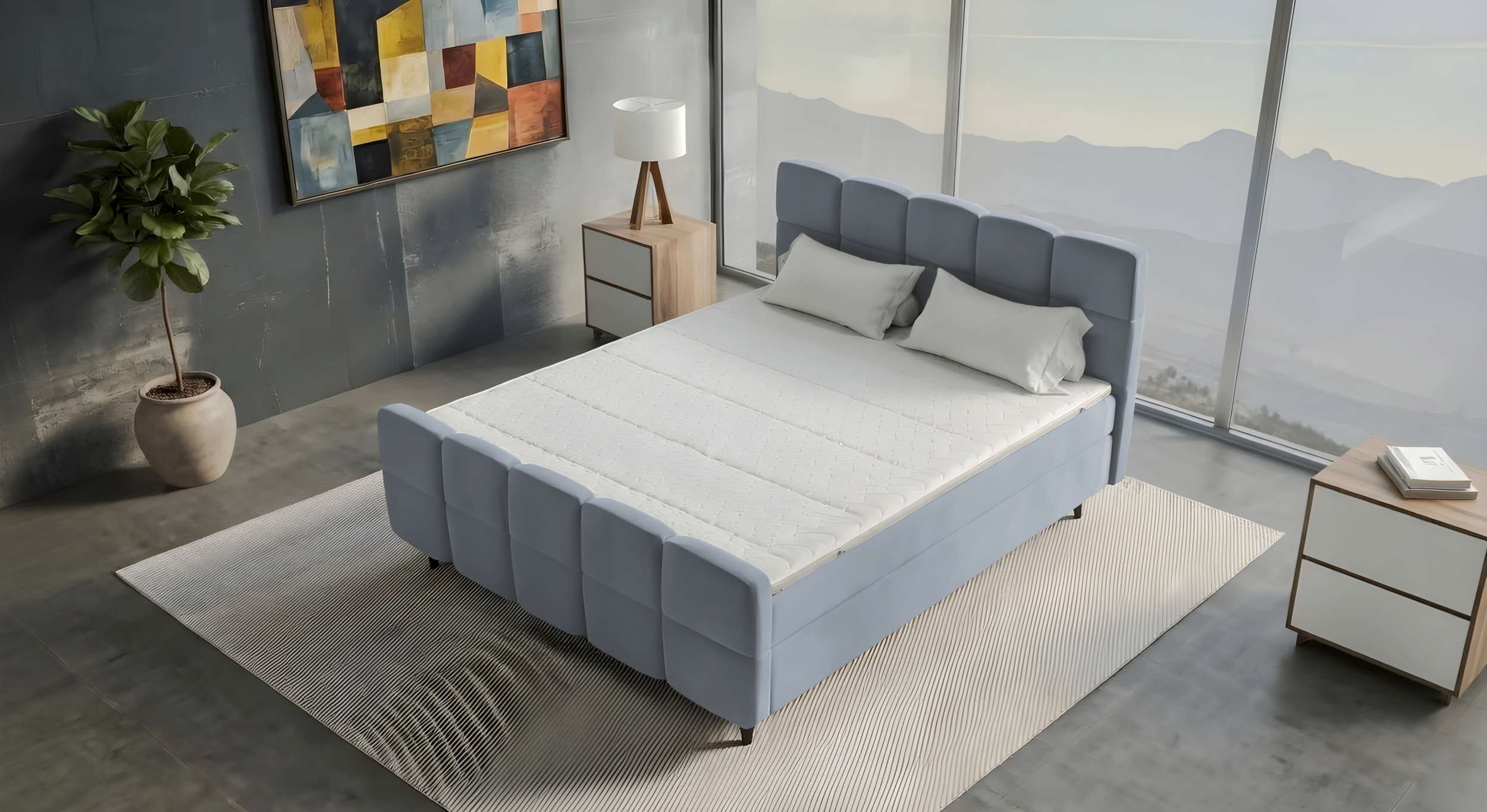 Boxspringbett Luna Hellgrau