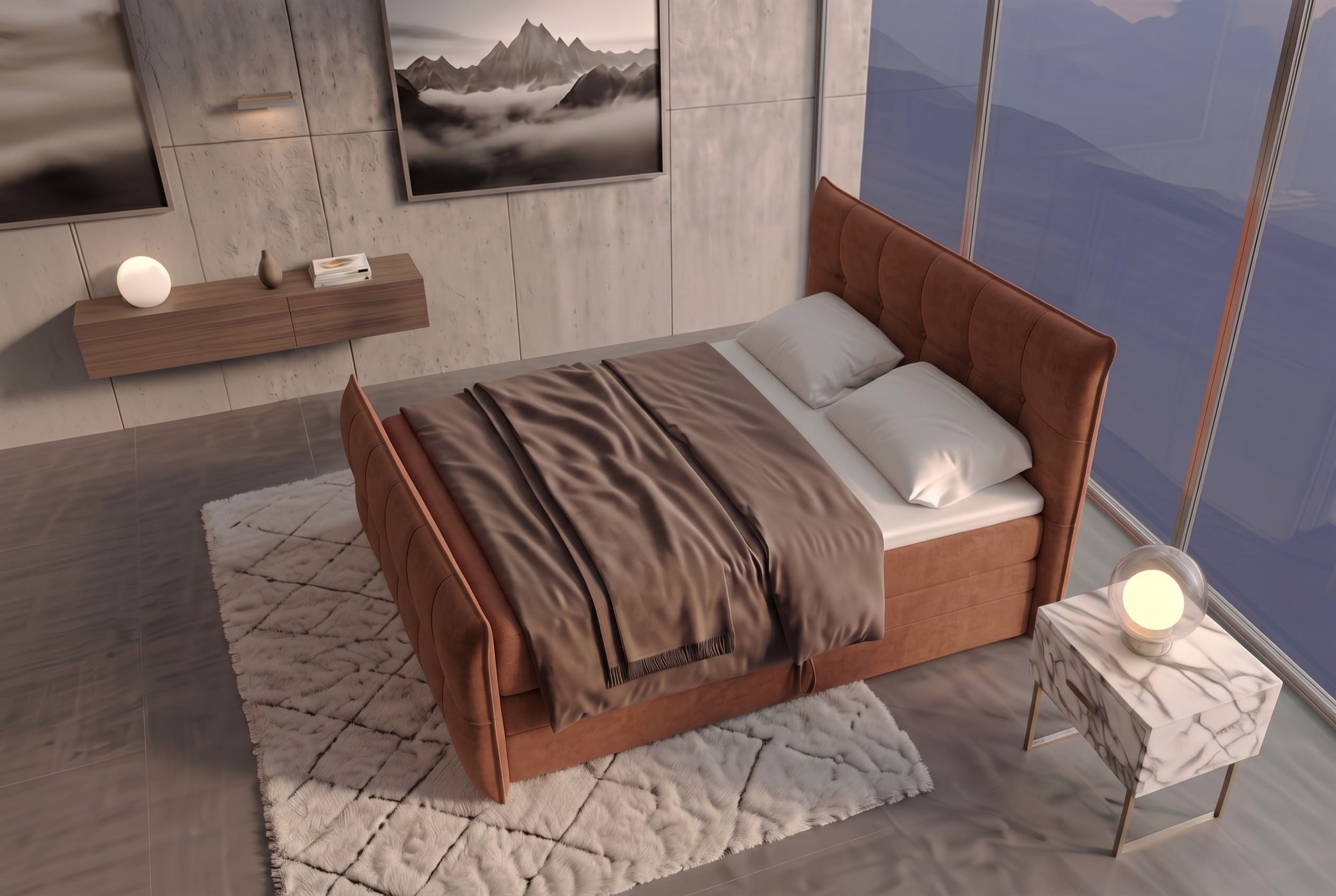 Boxspringbett Marbella Rostfarben