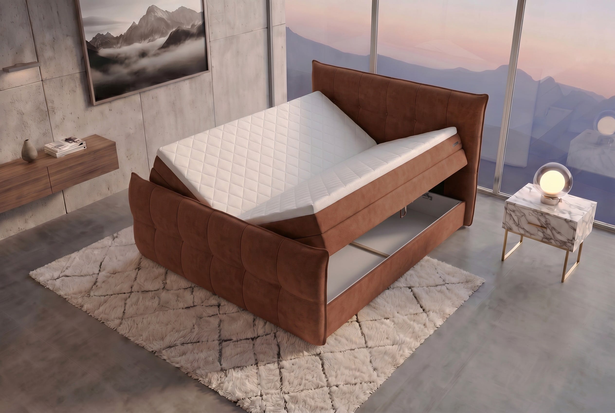 Boxspringbett Marbella Rostfarben