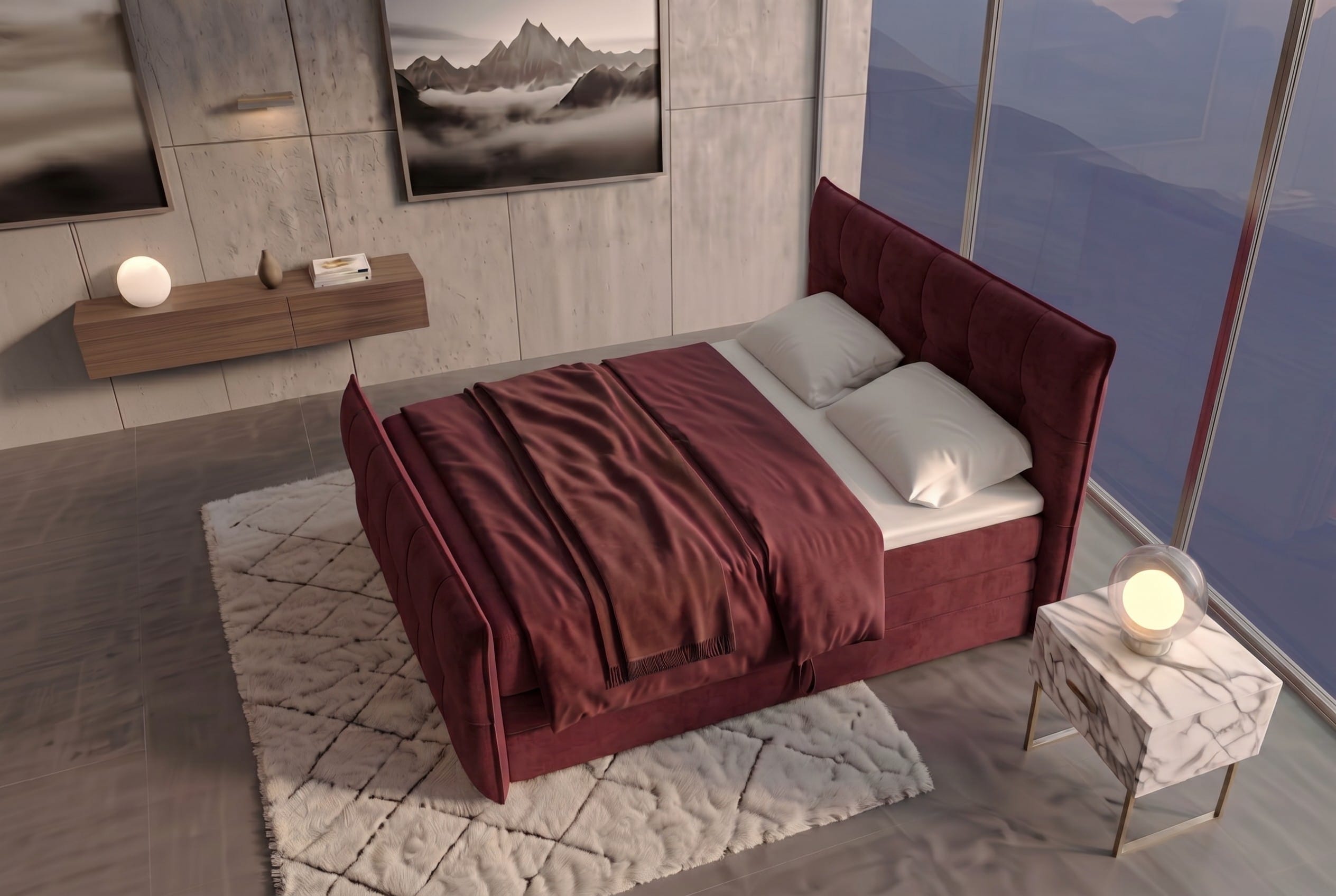 Boxspringbett Marbella Bordeaux