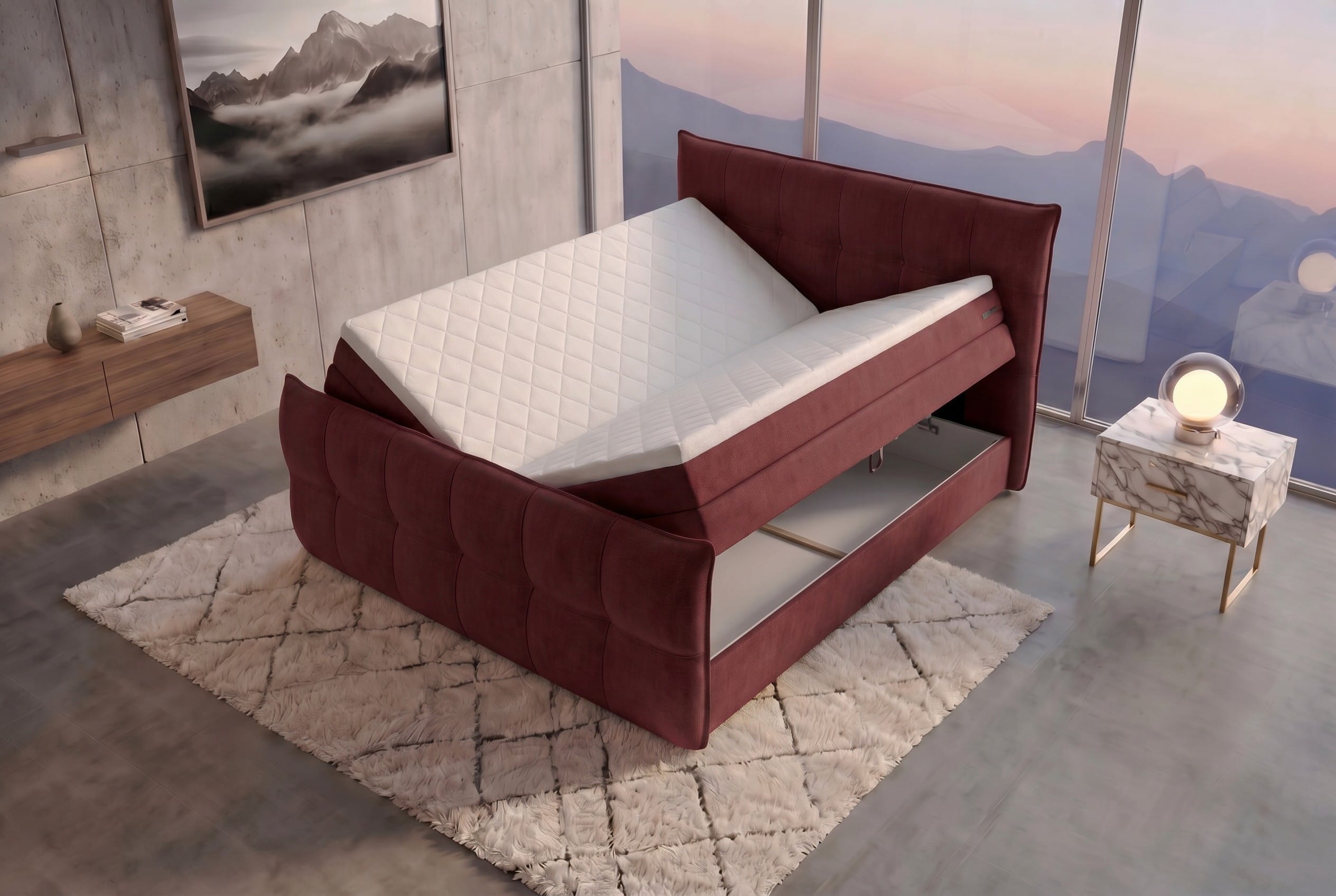 Boxspringbett Marbella Bordeaux