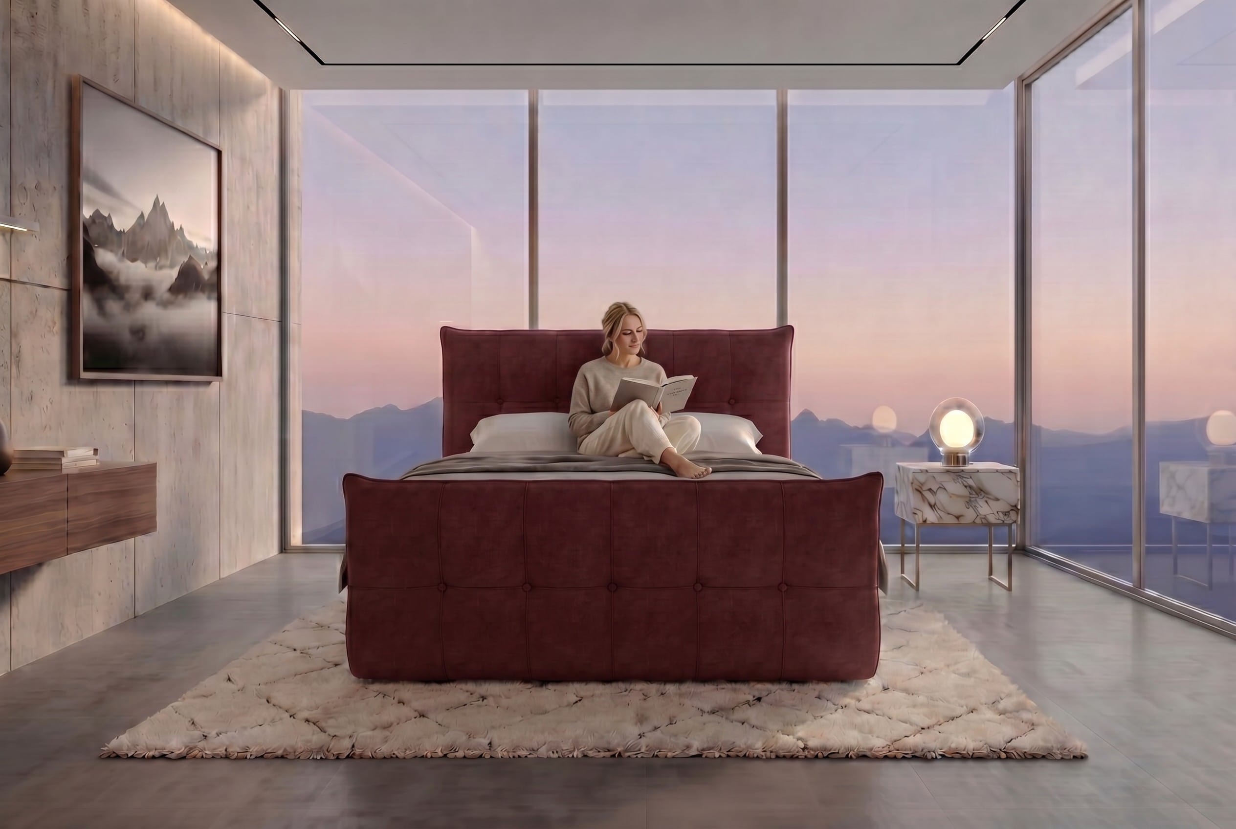 Boxspringbett Marbella Bordeaux