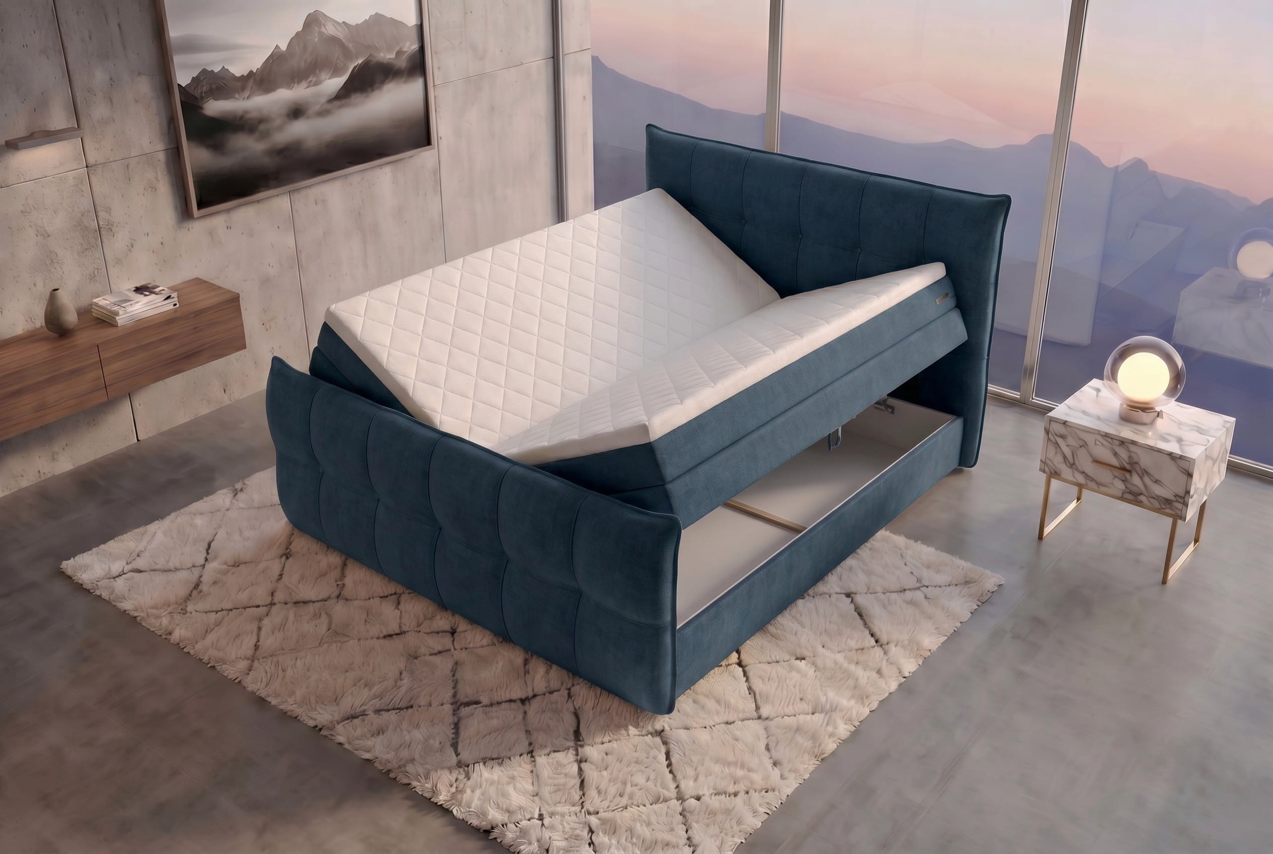 Boxspringbett Marbella Dunkelblau