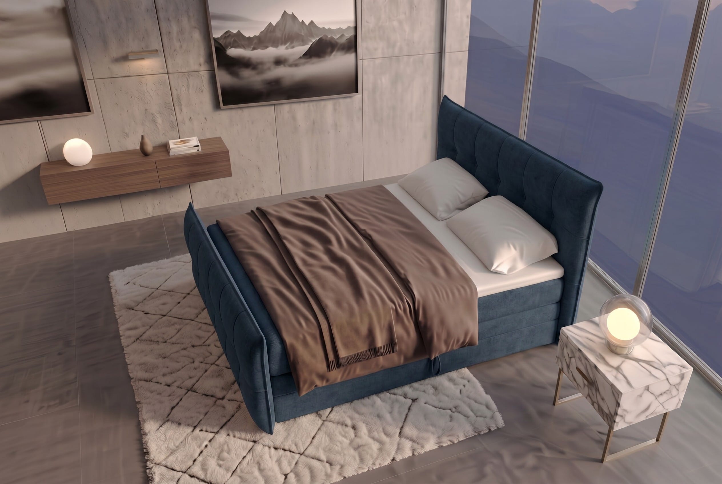 Boxspringbett Marbella Dunkelblau