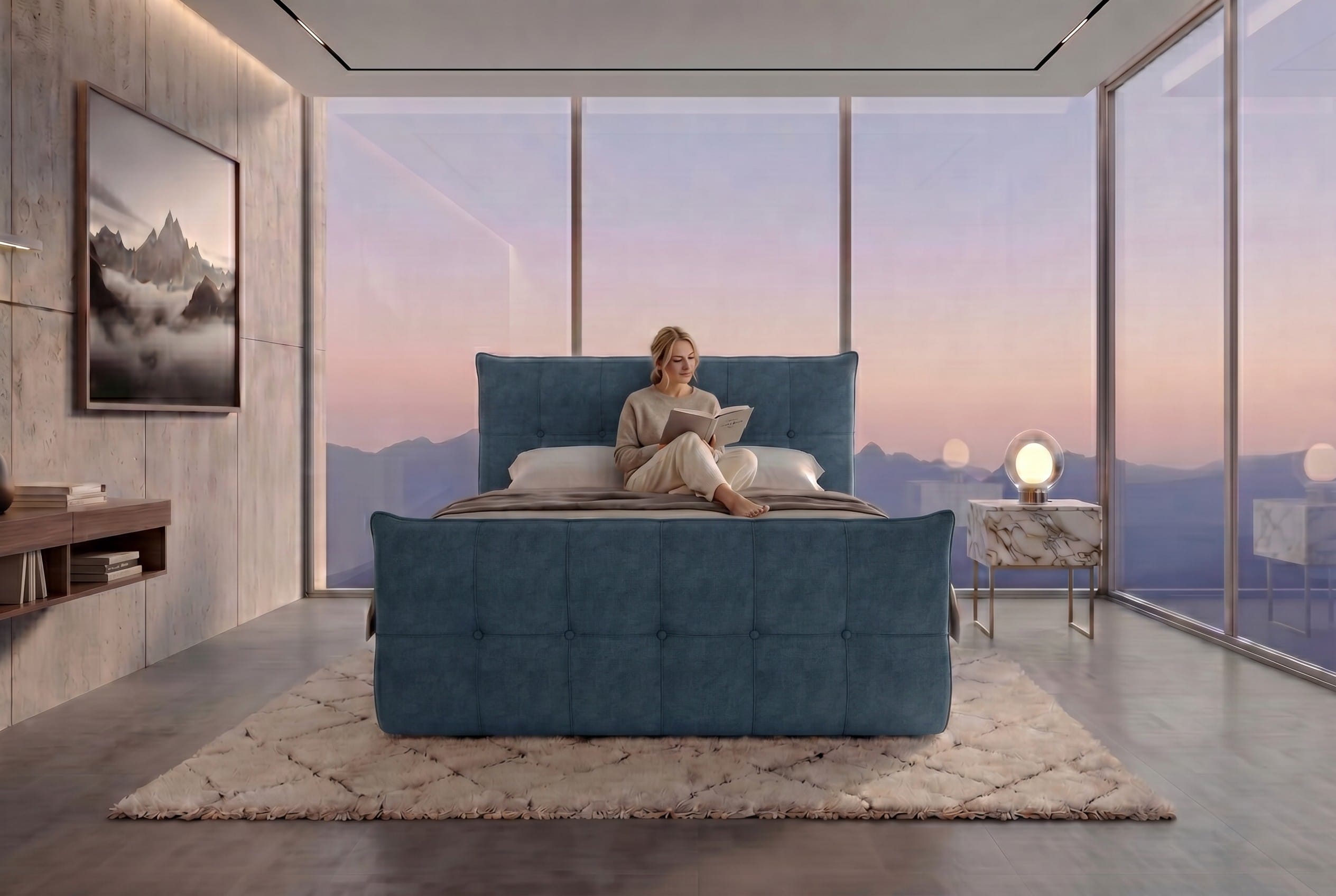 Boxspringbett Marbella Dunkelblau