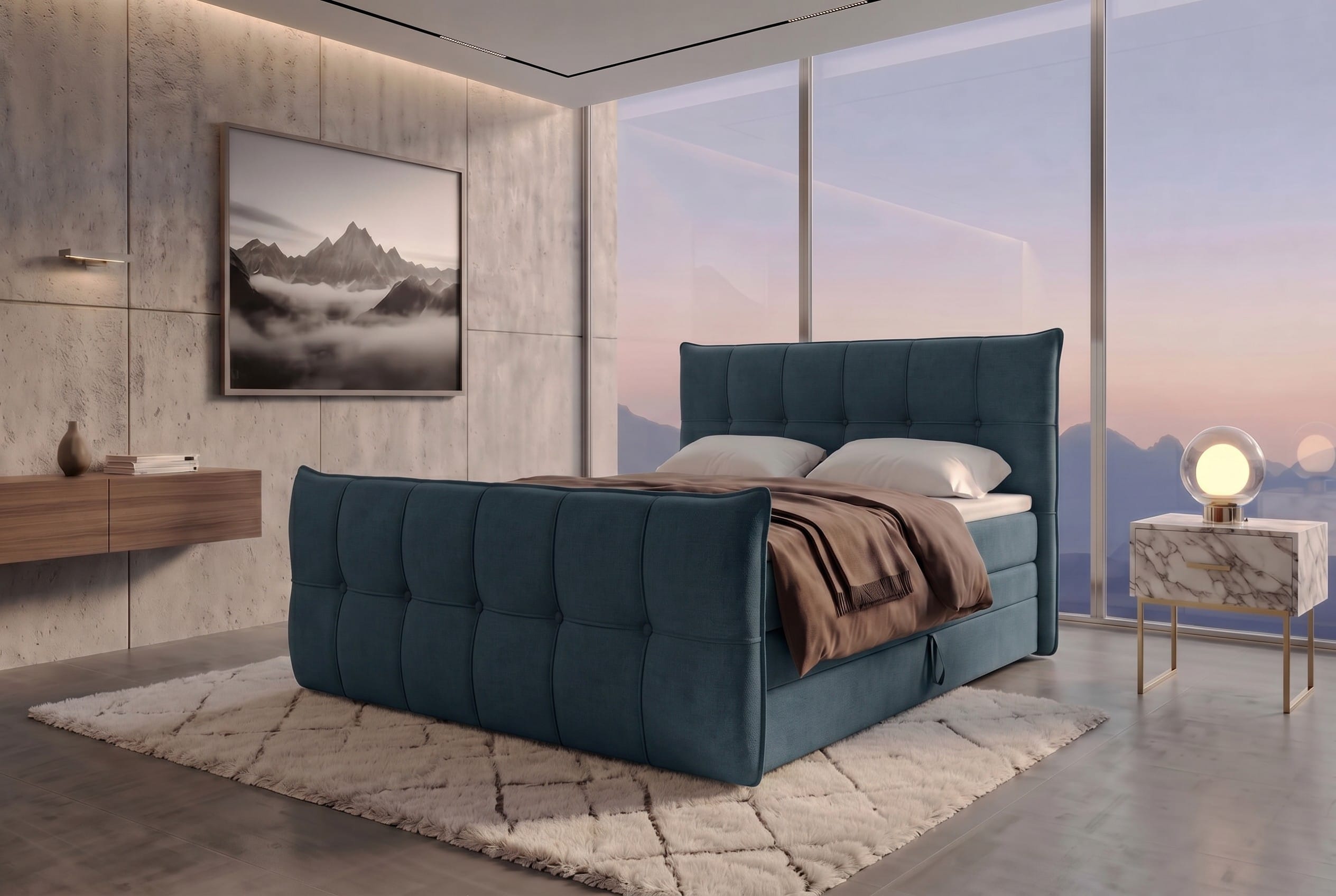 Boxspringbett Marbella Dunkelblau