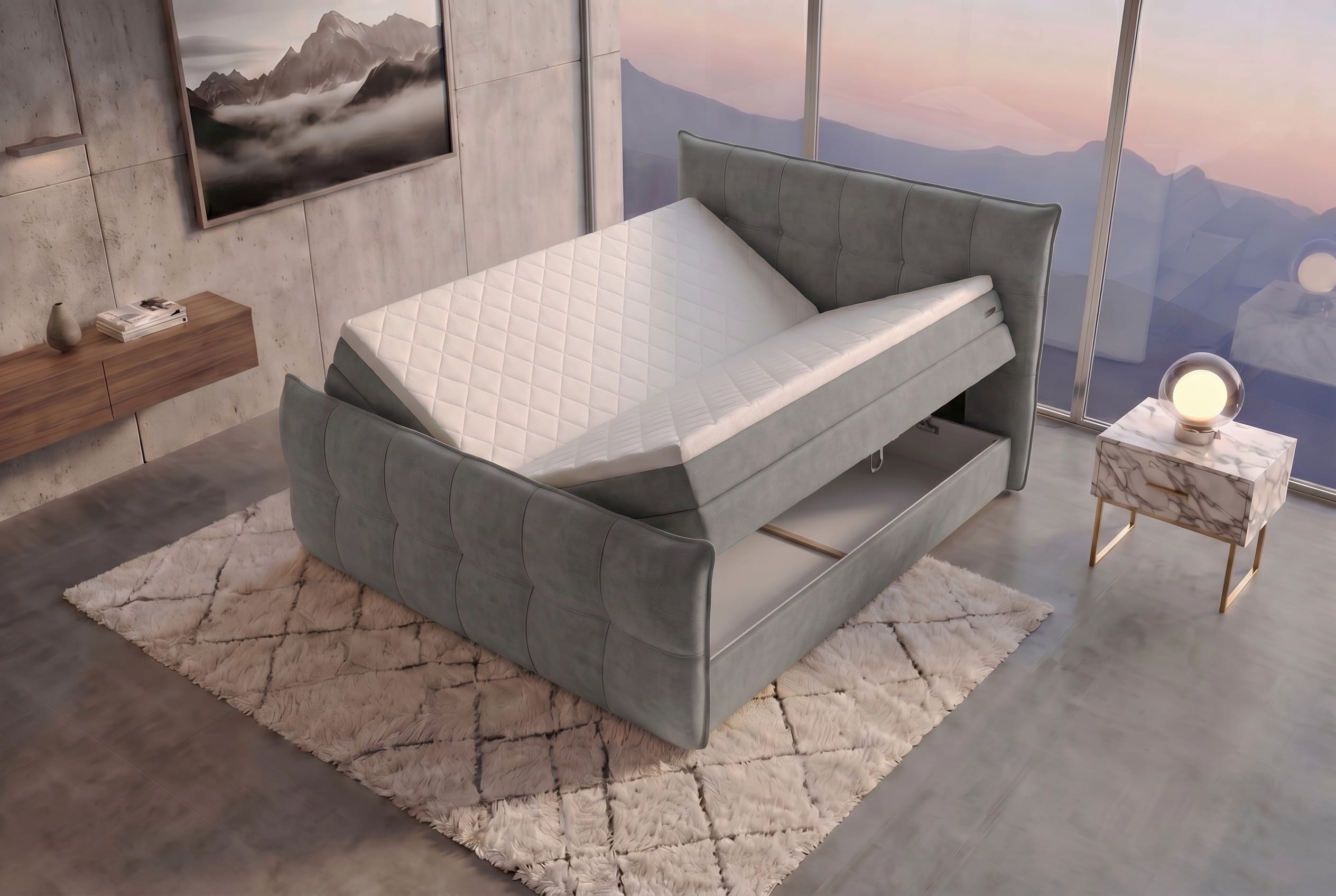 Boxspringbett Marbella Grau