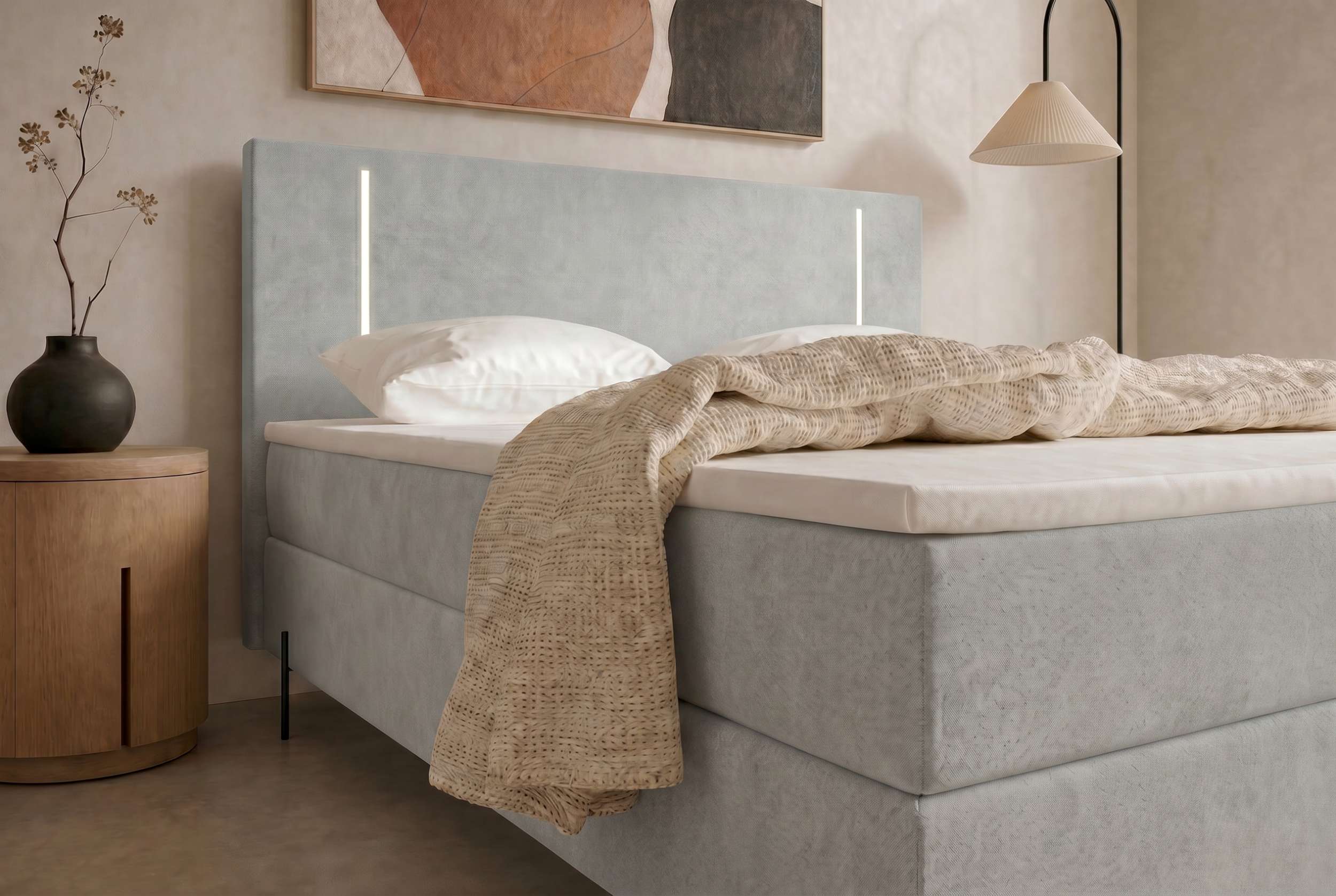 Boxspringbett Titan Hellgrau