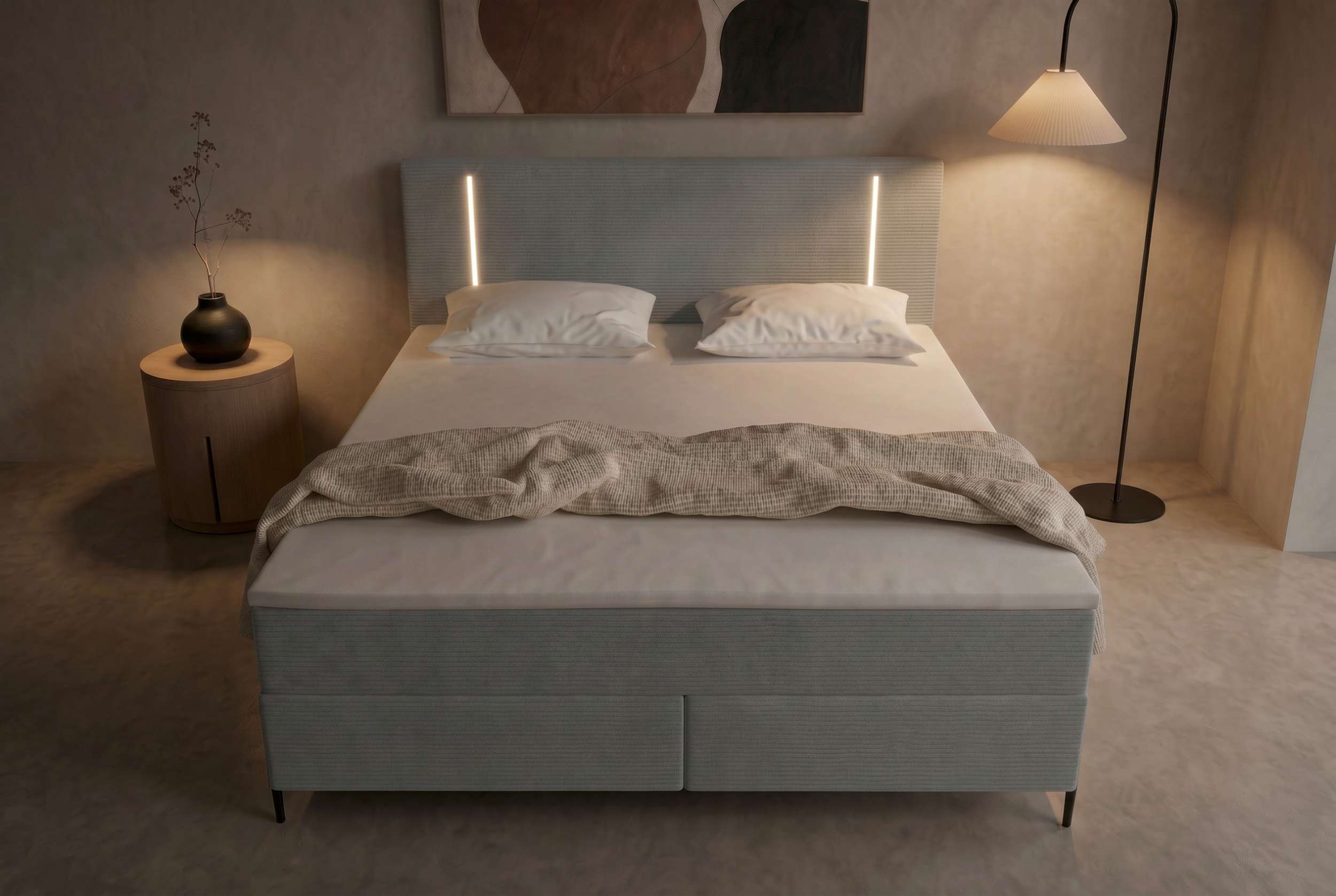 Boxspringbett Titan Hellgrau