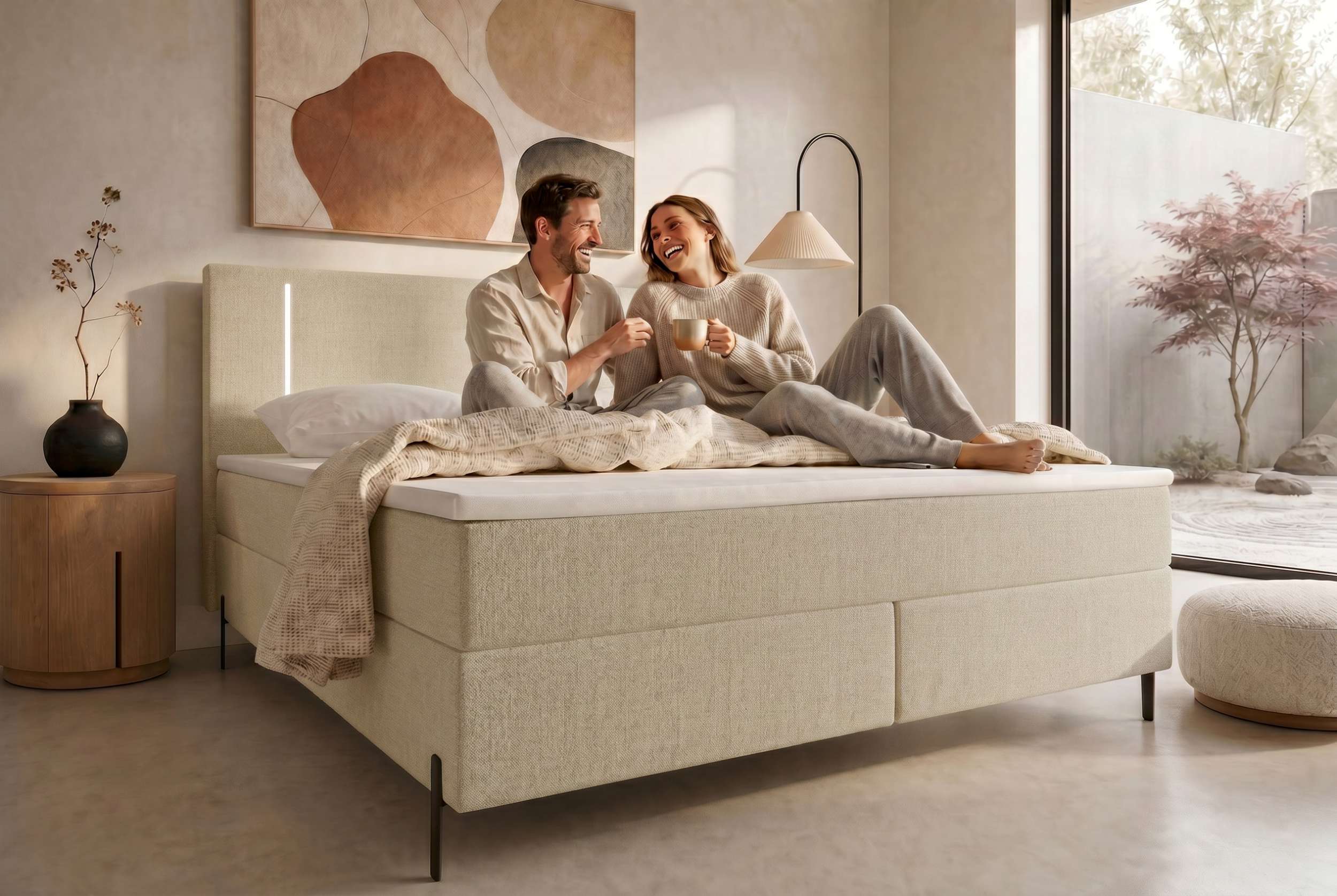 Boxspringbett Titan Creme