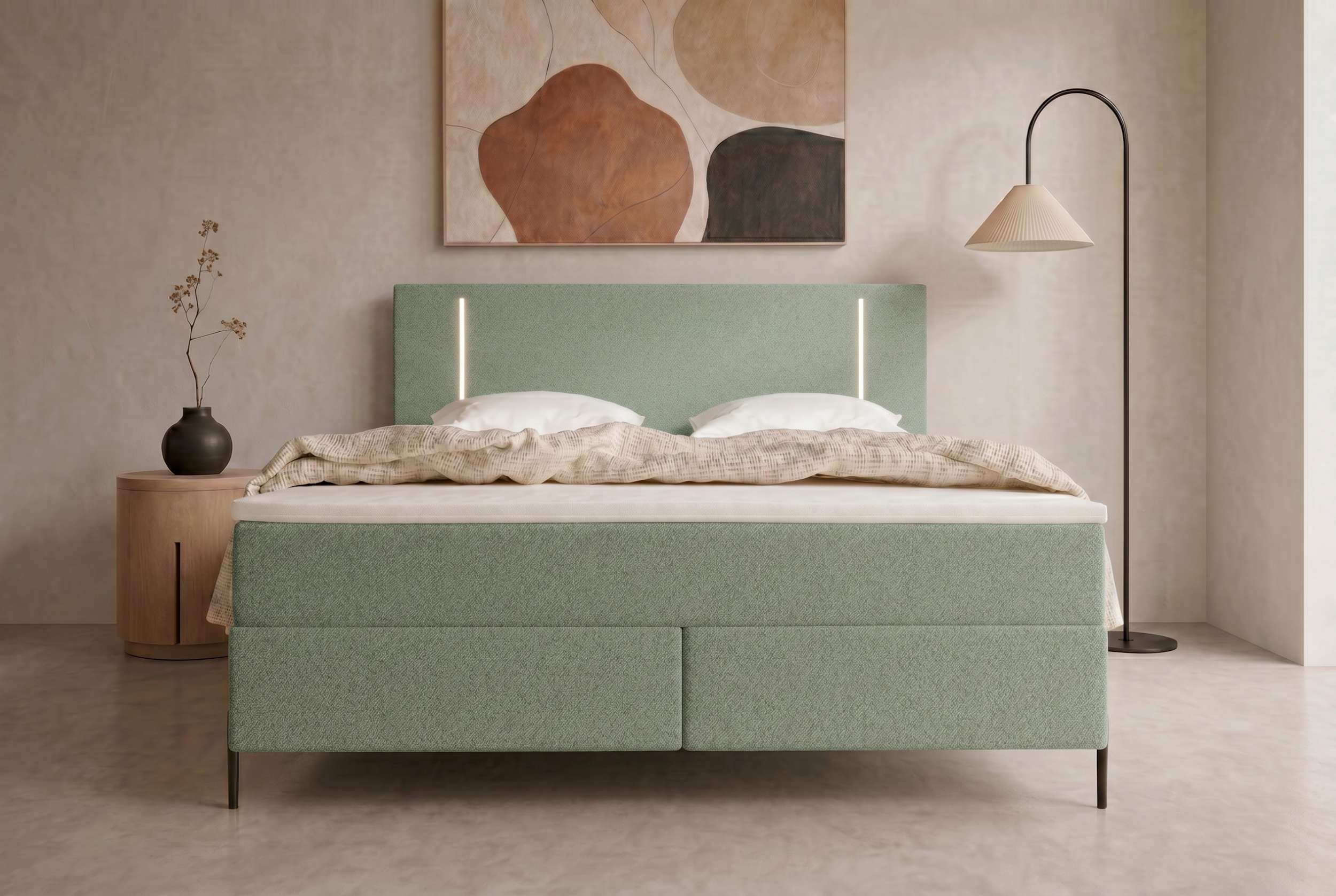 Boxspringbett Titan Salbeigrün