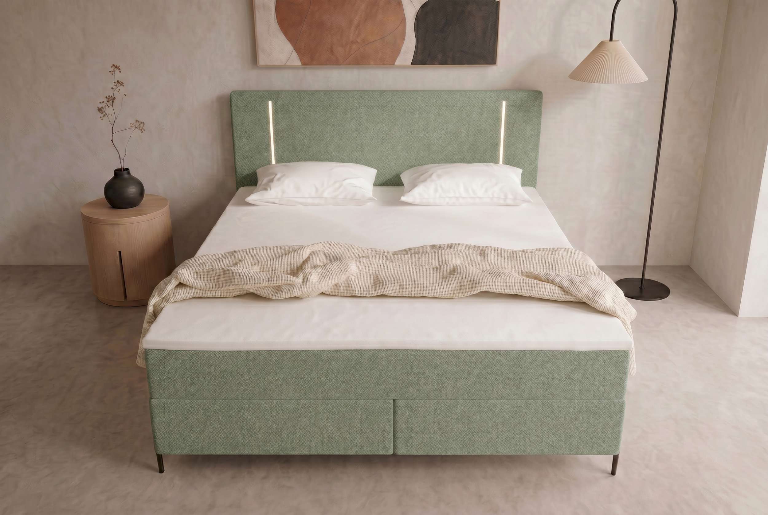 Boxspringbett Titan Salbeigrün