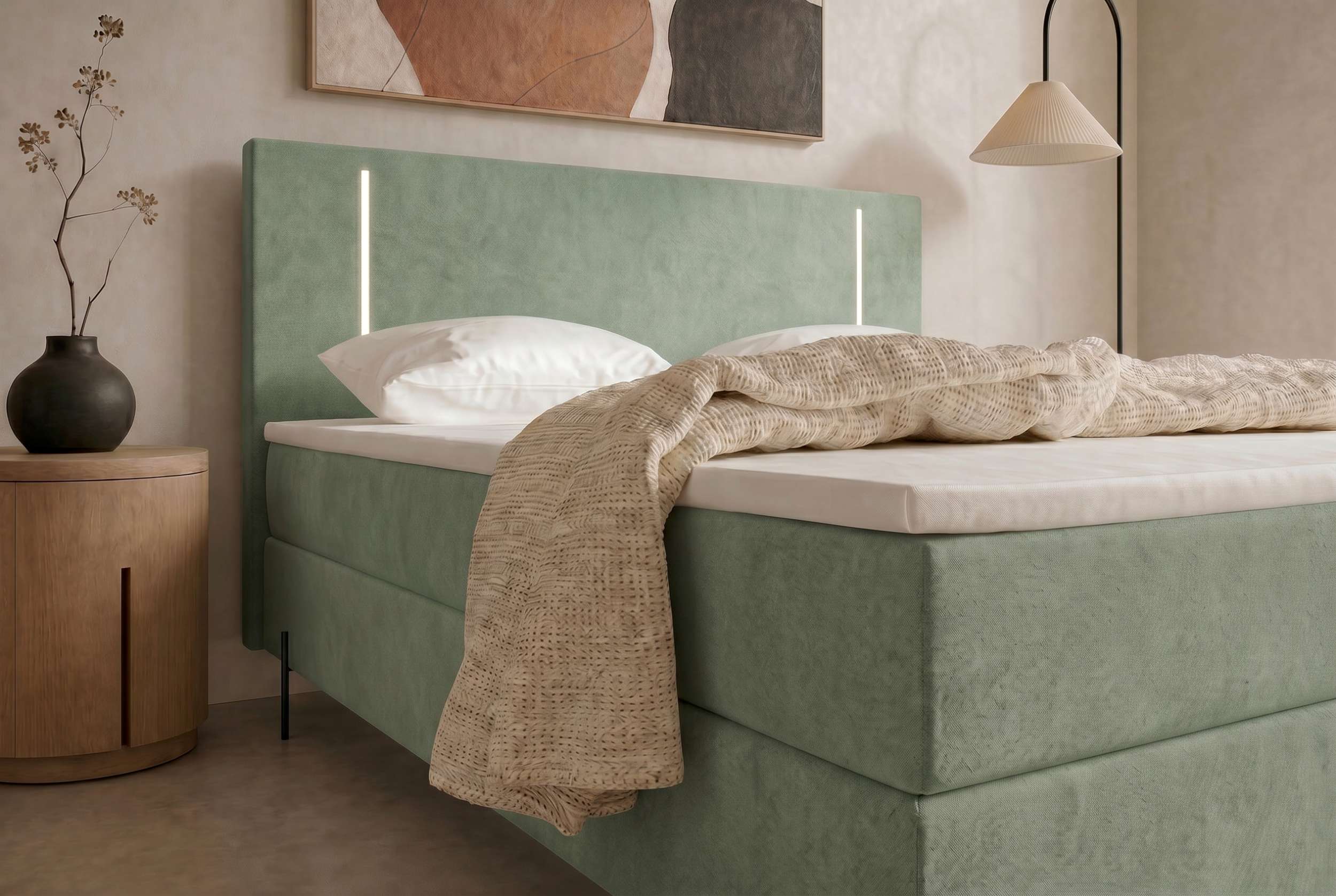 Boxspringbett Titan Salbeigrün