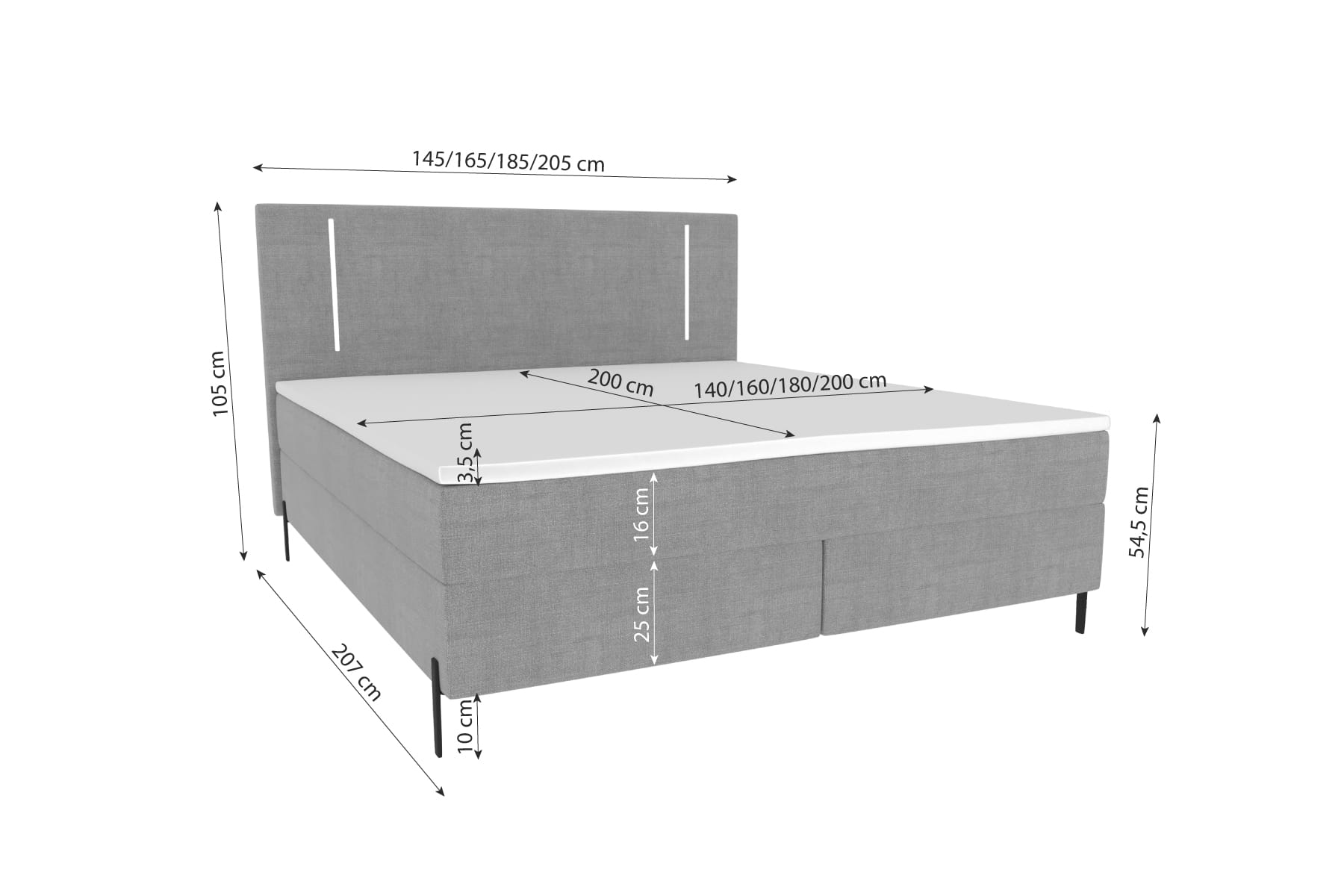Boxspringbett Titan Graphit