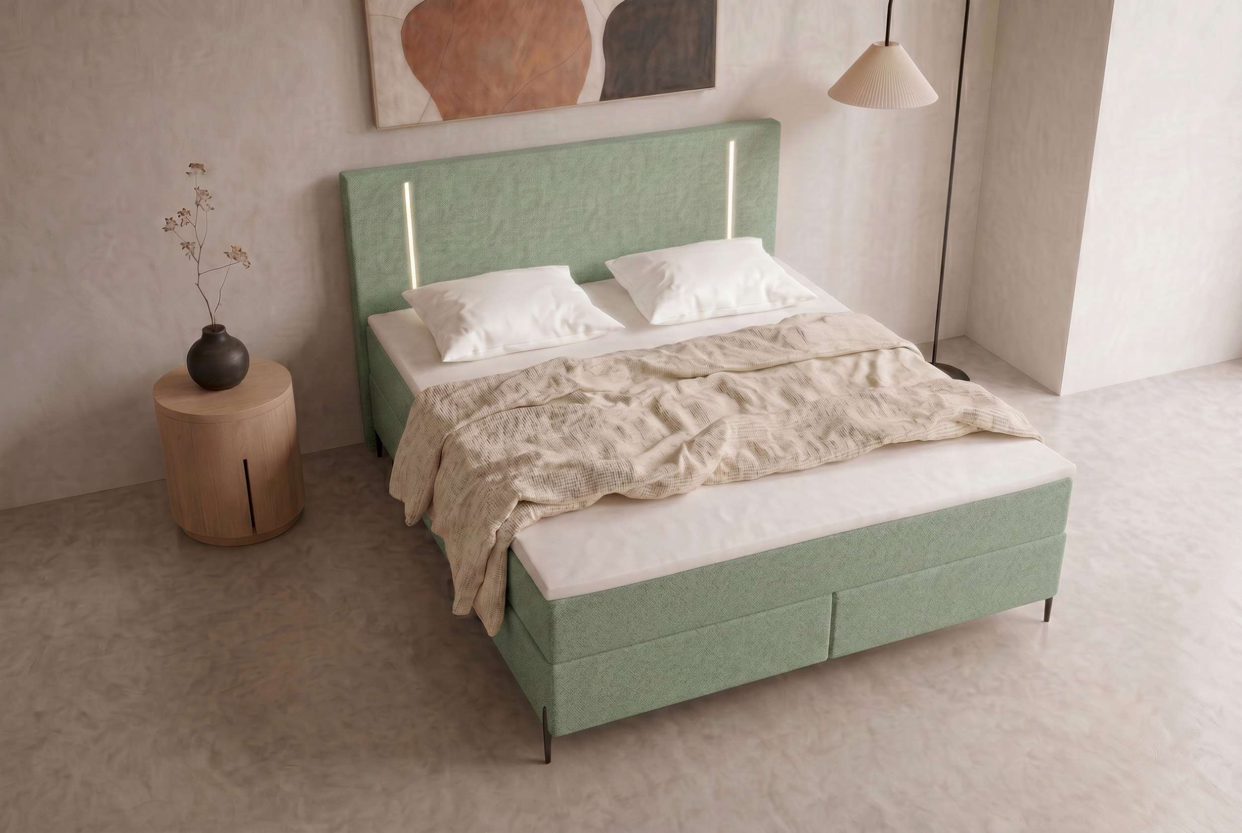 Boxspringbett Titan Salbeigrün