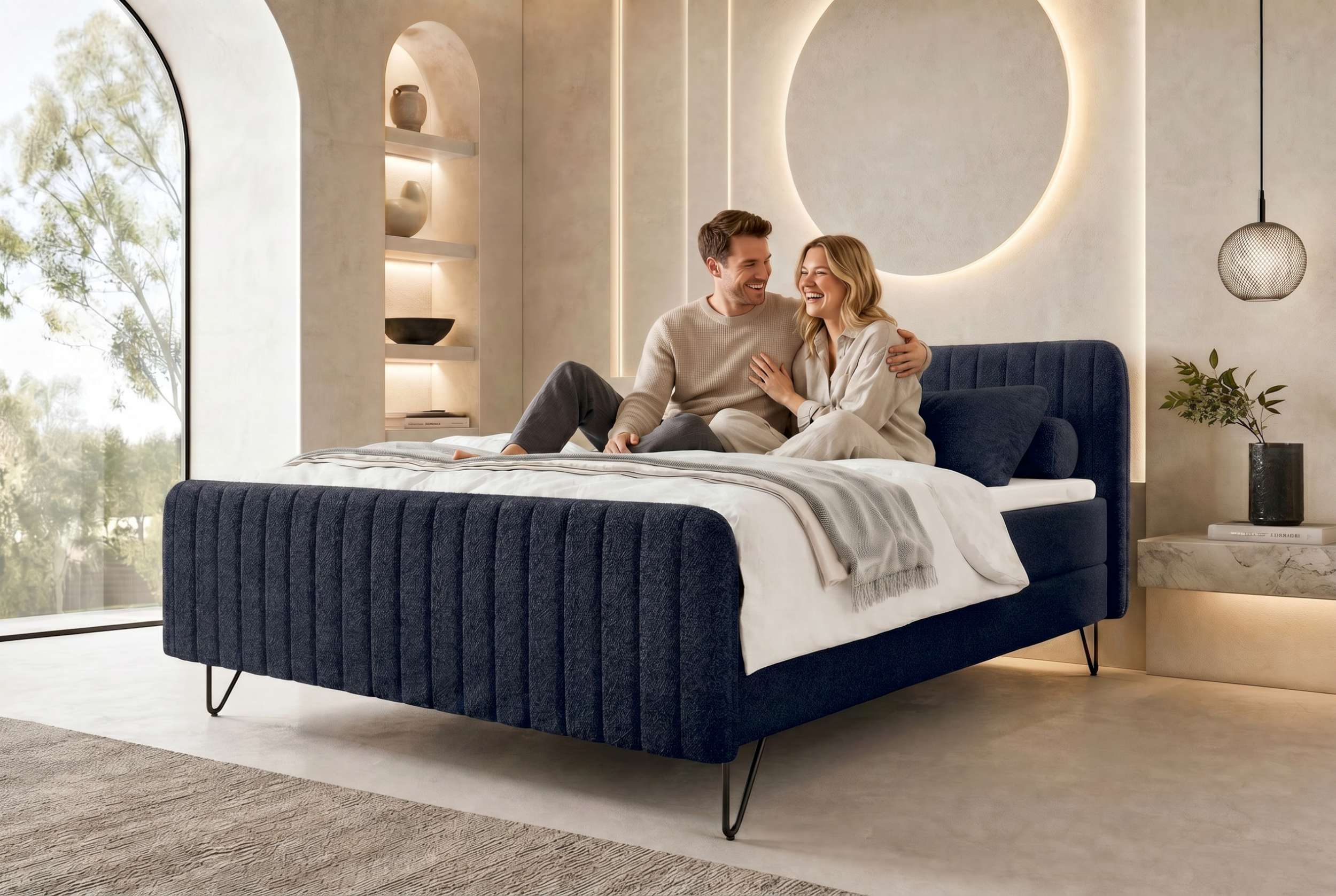 Boxspringbett Aurelio Dunkelblau